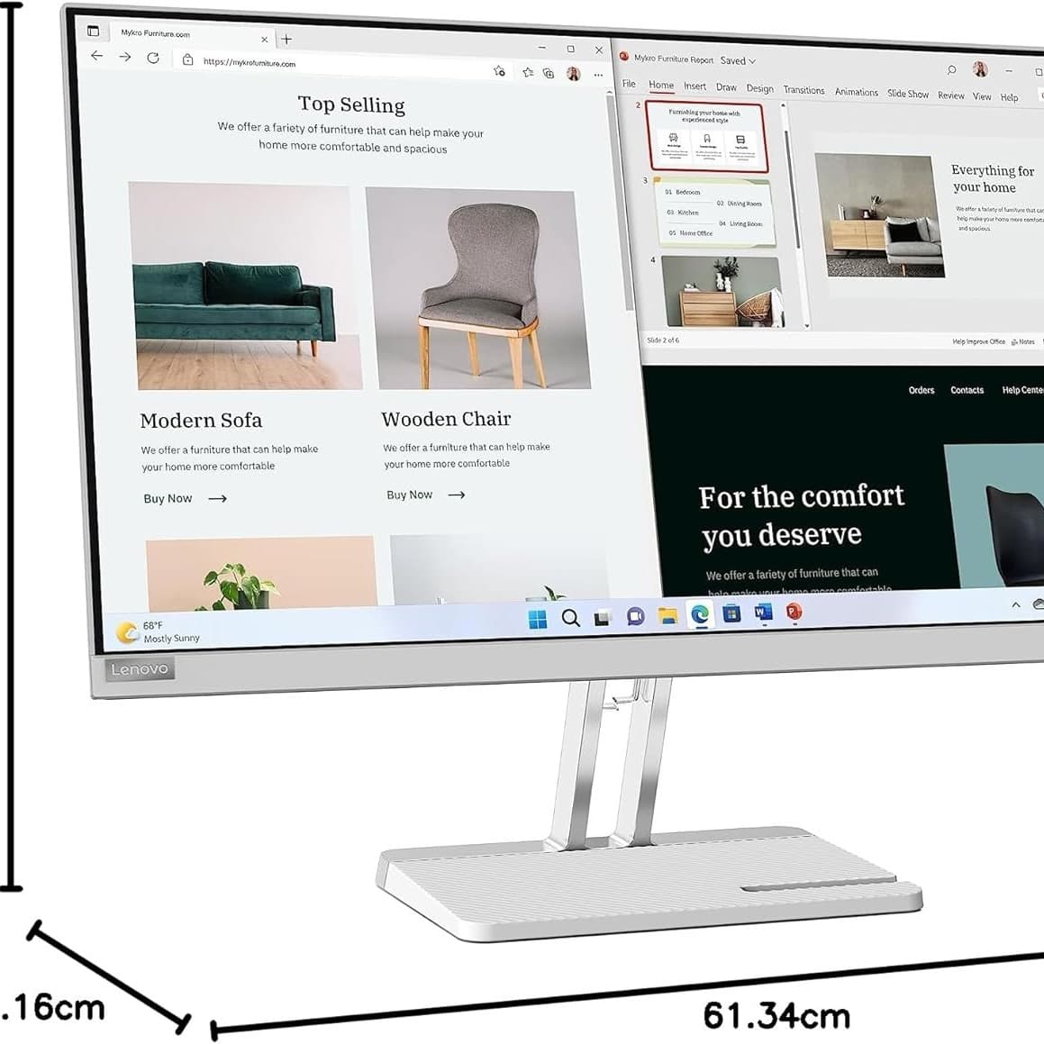 Lenovo L27e-40 27 Inch VA FullHD 100Hz Anti-glare Monitor With HDMI, VGA, AMD FreeSync,Tilt Stand-Cloud Grey - 5
