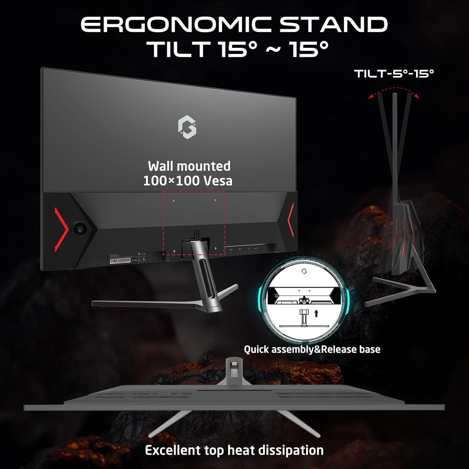 GAMEON GOVE127FHD165IPS Computer monitor, Black Gaming Monitor 27 inch, 1920x1080p FHD IPS Panel, 165Hz Refresh Rate, 1ms Response Time, 2.1 HDMI - 2