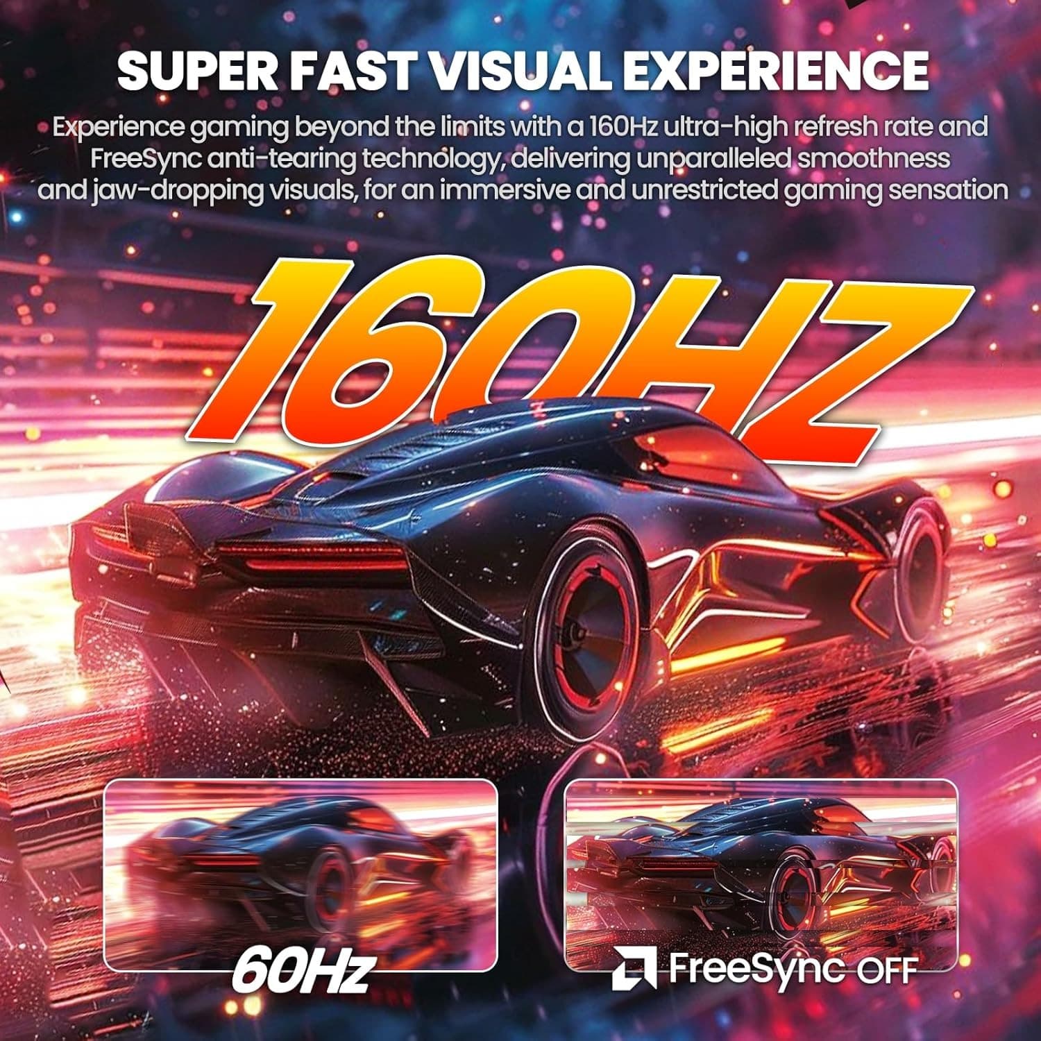 Gawfolk 32 Inch Gaming Monitor UHD 160Hz Curved 1500R Computer Monitor 4K 3840x2160 Display Screen 1ms(GTG) 320cd/m² 120% sRGB RGB Backlight FreeSync For eSports gamers (Built-in Speakers) - 9