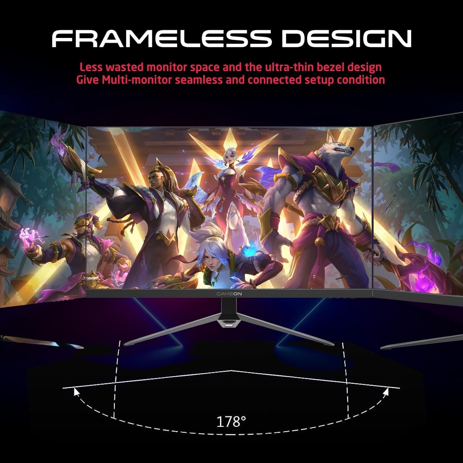 GAMEON GOES27QHD240IPS E-sports Series, Black Gaming Monitor 27 Inch,1920x1080p FHD, IPS Panel, 240Hz Refresh Rate, 0.5ms Response Time, 2.1 HDMI, Free Sync&G-Sync, Supports PS5,شاشه قيمنق 27 بوصة - 3