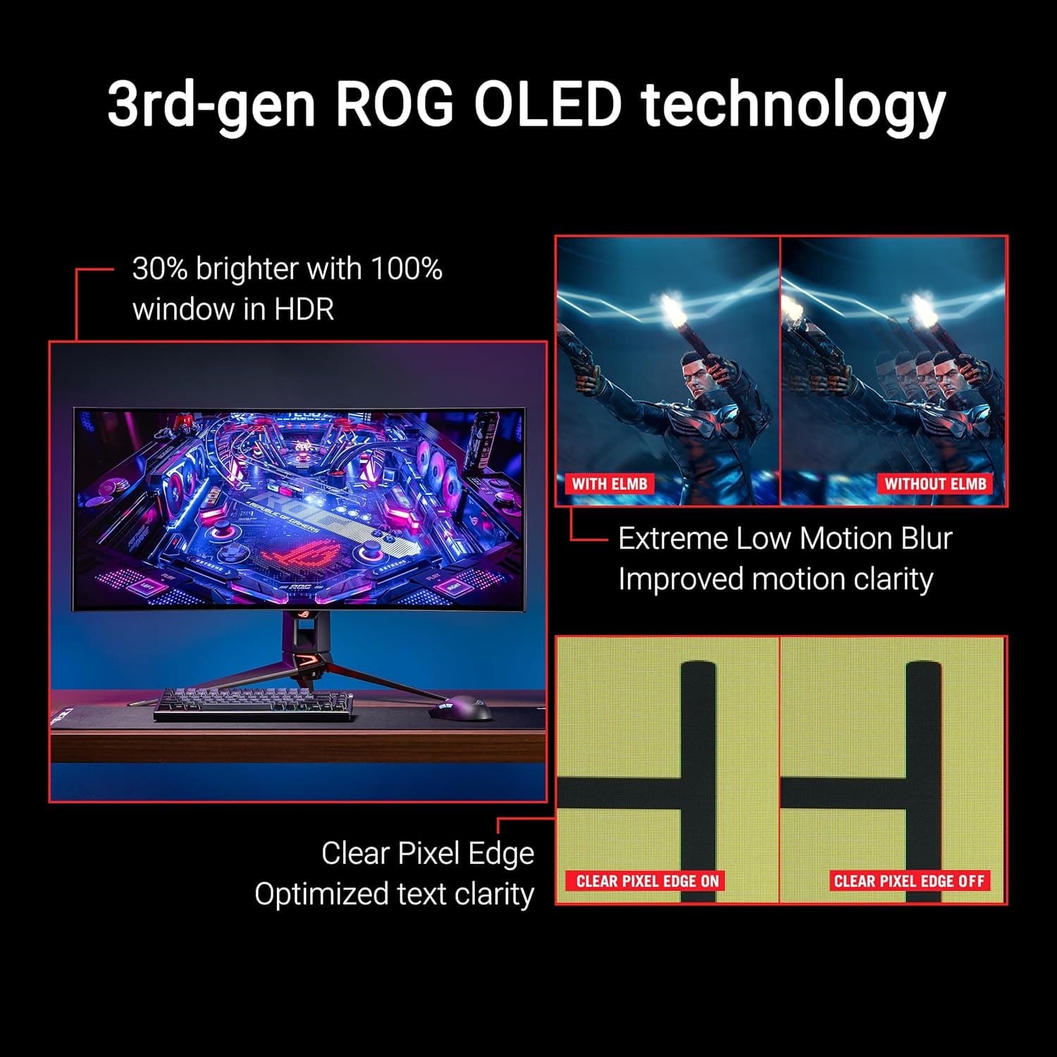 ASUS ROG Swift OLED PG34WCDM gaming monitor ― 34" (33.9" viewable, 3440x1440) 800R curved panel, 240Hz, 0.03ms (GTG), G-SYNC compatible, custom heatsink, uniform brightness, Smart KVM, 90 W Type-C - 9