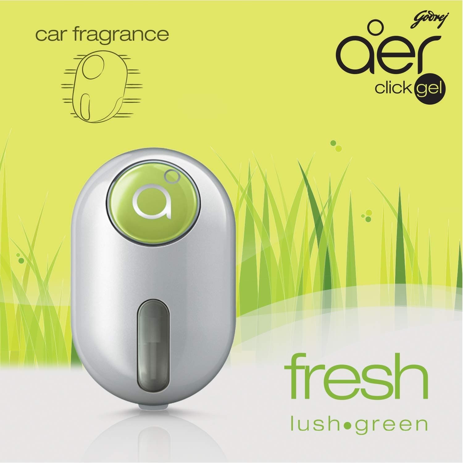 Godrej Aer Click, Car Vent Air Freshener Kit - Fresh Lush Green (10G) - 3