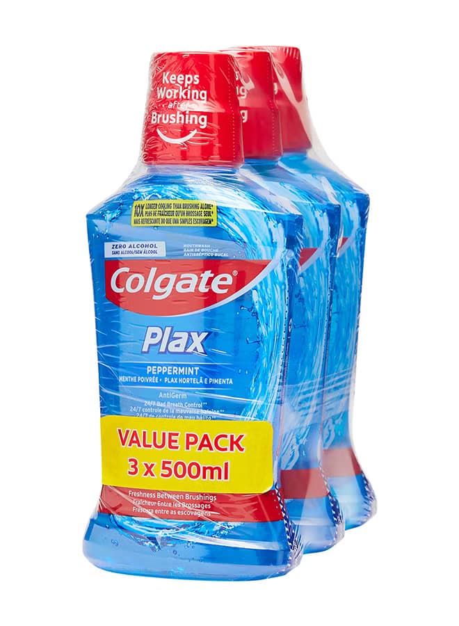 COLGATE PLAX PEPPERMINT BLUE 3X500ML VPK - 1
