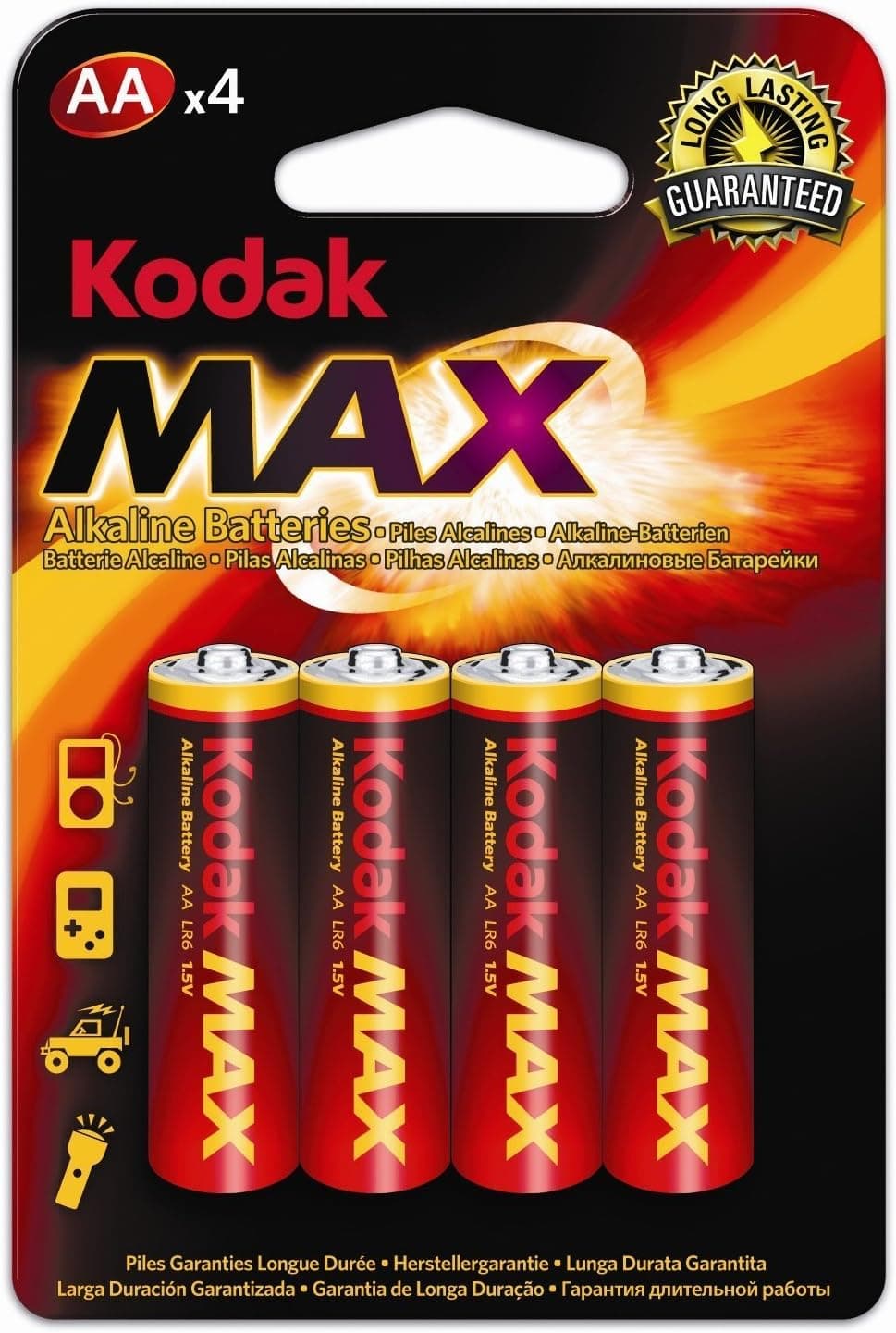 KODAK | AA Batteries | Double A | Disposable Household Alkaline | 1.5V | 4 Pack - 1
