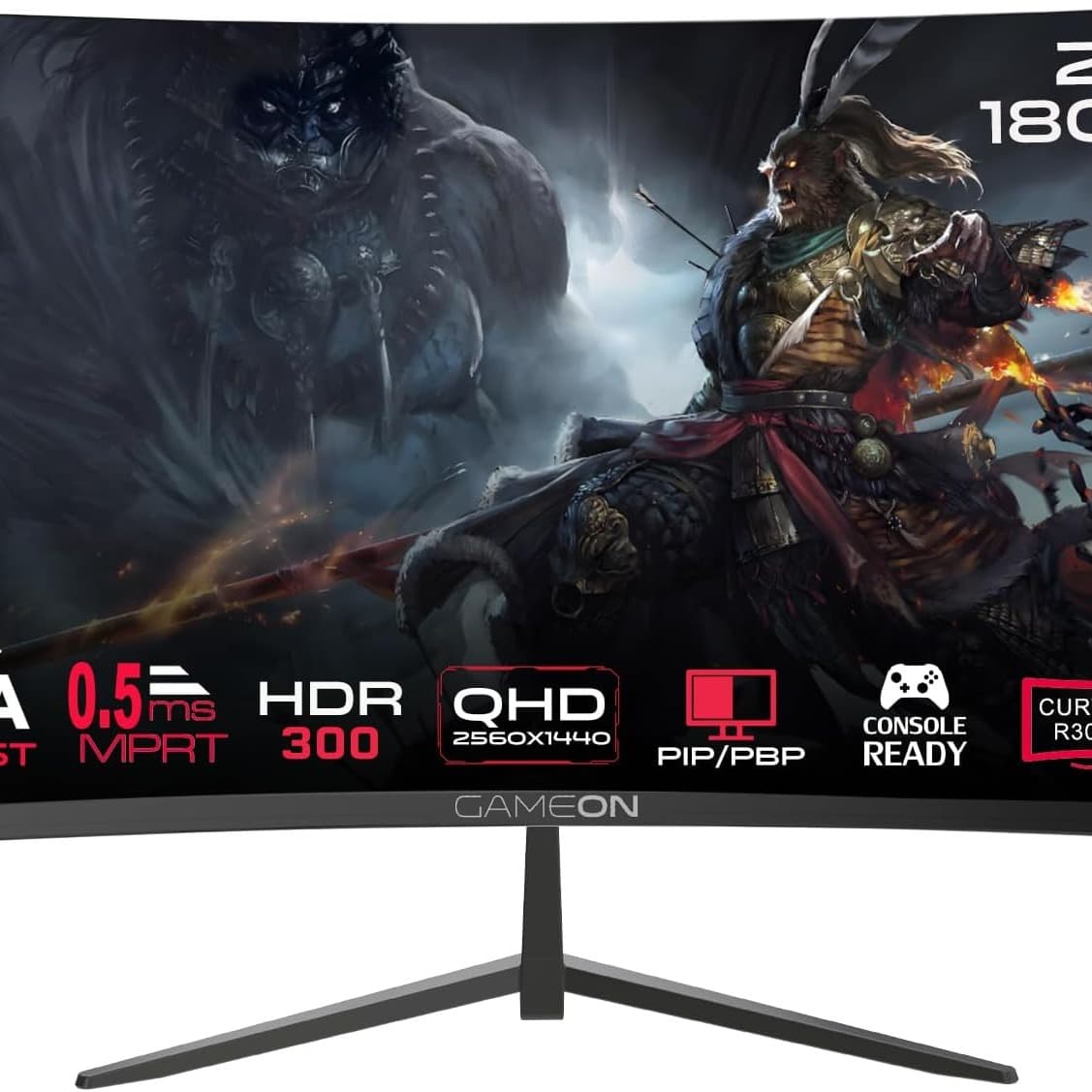 GAMEON GOC27Q180VA Pro Series Curved Gaming Monitor 27 inch, 2560x1440p QHD Fast VA Panel, 180Hz, 0.5ms, HDMI 2.1, G-Sync & Freesync, Crosshair assistant, Built-in Speakers, Supports HDR, PS5, VRR - 2