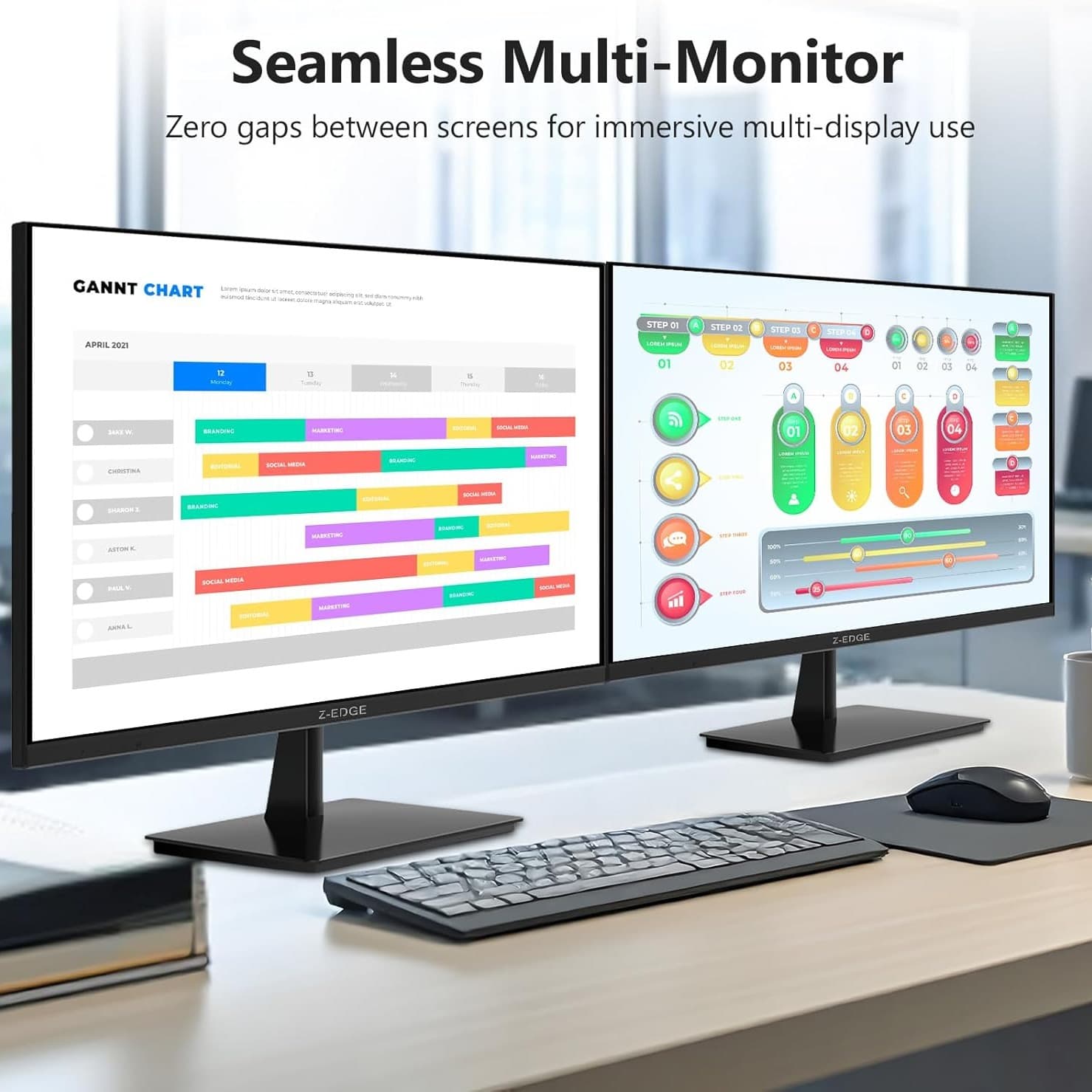 Z-Edge U27P4K 27-inch Gaming Monitor Ultra HD 4K, 75Hz Refresh Rate, 3840x2160 IPS LED Monitor, 300 cd/m², HDMIx2+DPx1, FreeSync Technology - 7