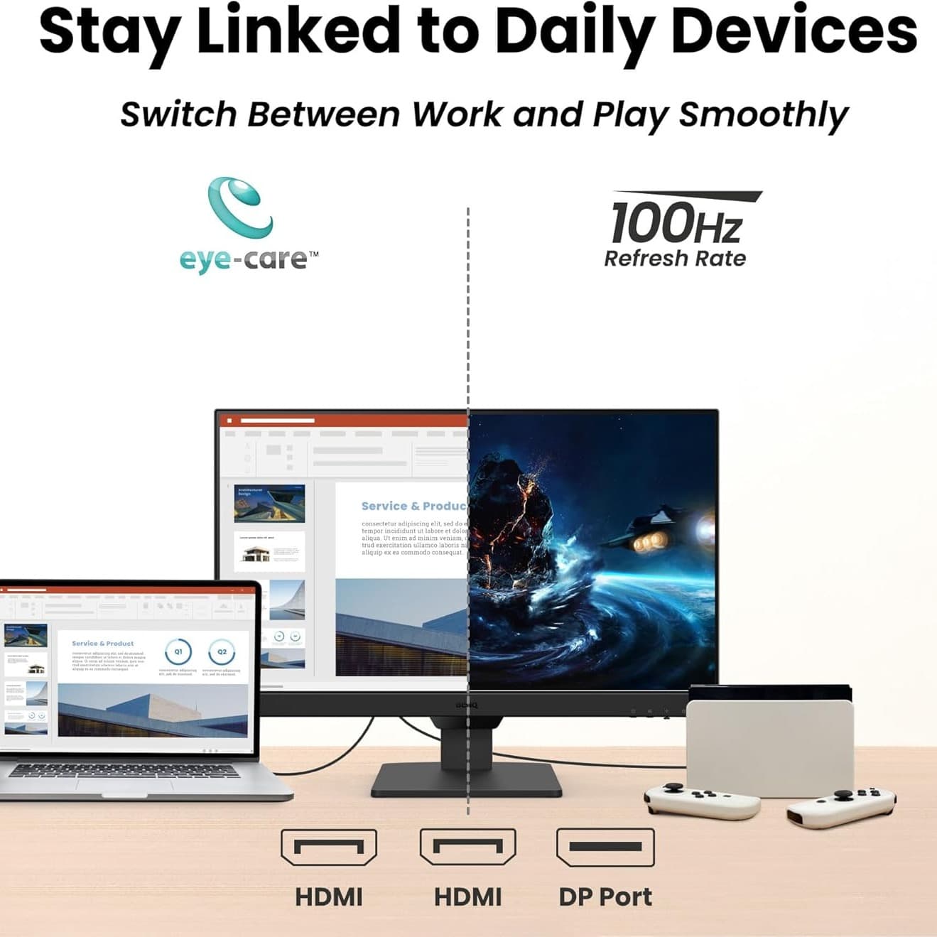 BenQ GW2790 100Hz Gaming Computer Monitor 27" FHD 1920x1080p | IPS | Eye-Care Tech | Low Blue Light | Anti-Glare | Adaptive Brightness | Built-in Speakers | DisplayPort | HDMI x 2 - 5