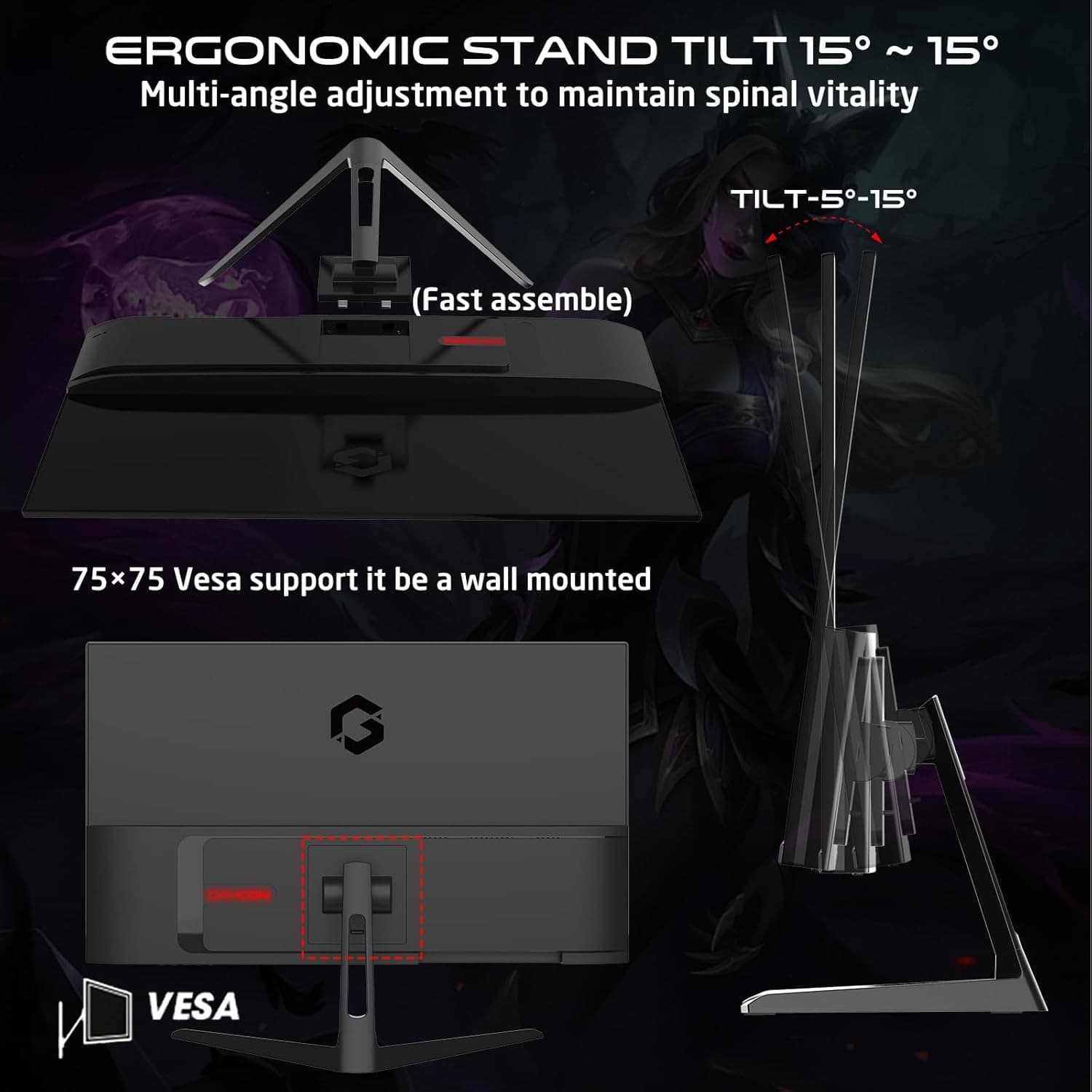 GAMEON New 2024 1080p Gaming Monitor 27 inch, GOESP27240IPS, FHD IPS, 240Hz Refresh Rate, 0.5ms Response Time, 2.1 HDMI, G-Sync & FreeSync, HDR, Built-in-Speakers, Console Ready - 7