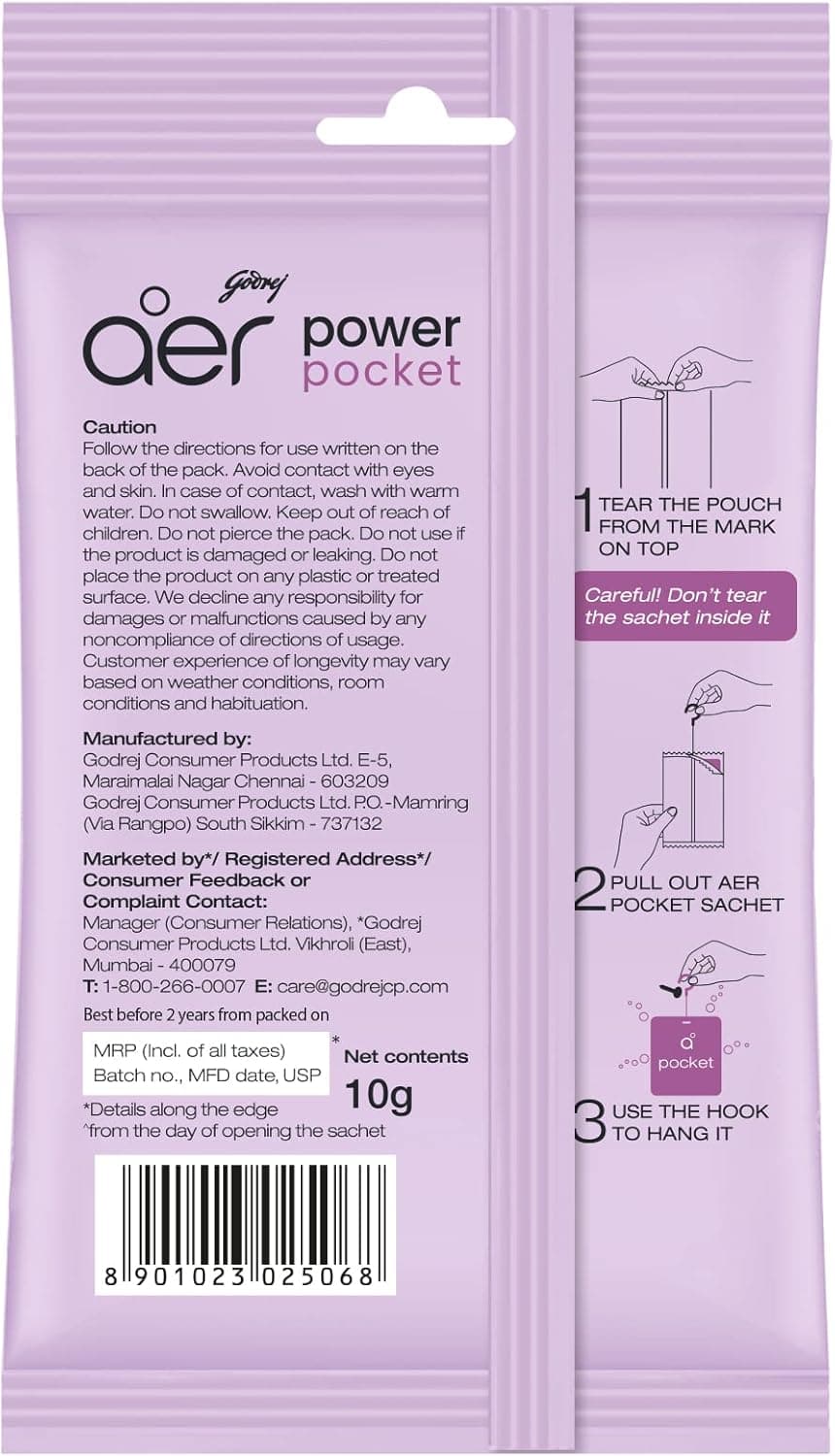 Godrej Aer Power Pocket Bathroom Fragrance -Berry Rush  10g - 2