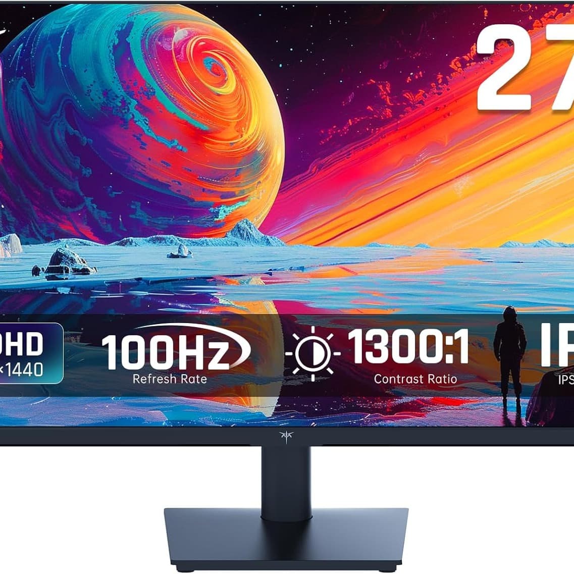 KTC 27 Inch QHD(2560 * 1440) 100Hz Computer Monitor - IPS Panel, Anti-Blue Light Screen, 100% High Color Gamut, 123% sRGB, Support FreeSync and GSync, PC Monitor for Casual Gaming and Working - 1