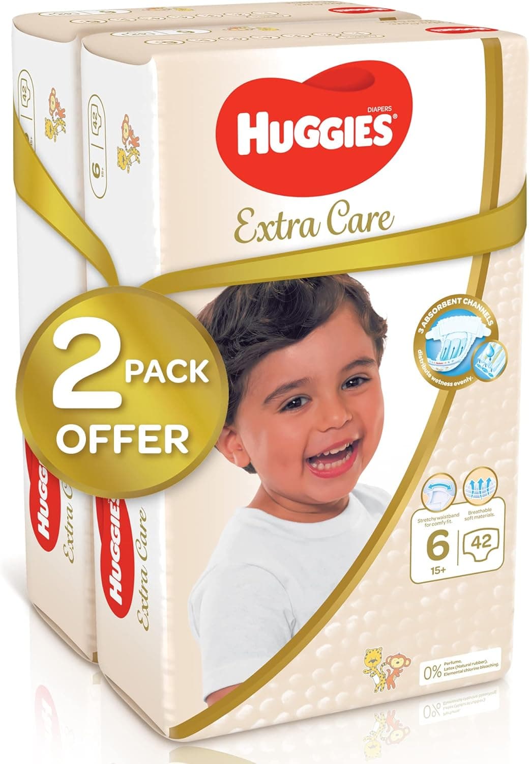 Huggies Extra Care, Size 6, 15+ kg, Twin Jumbo Pack, 84 Diapers - 2