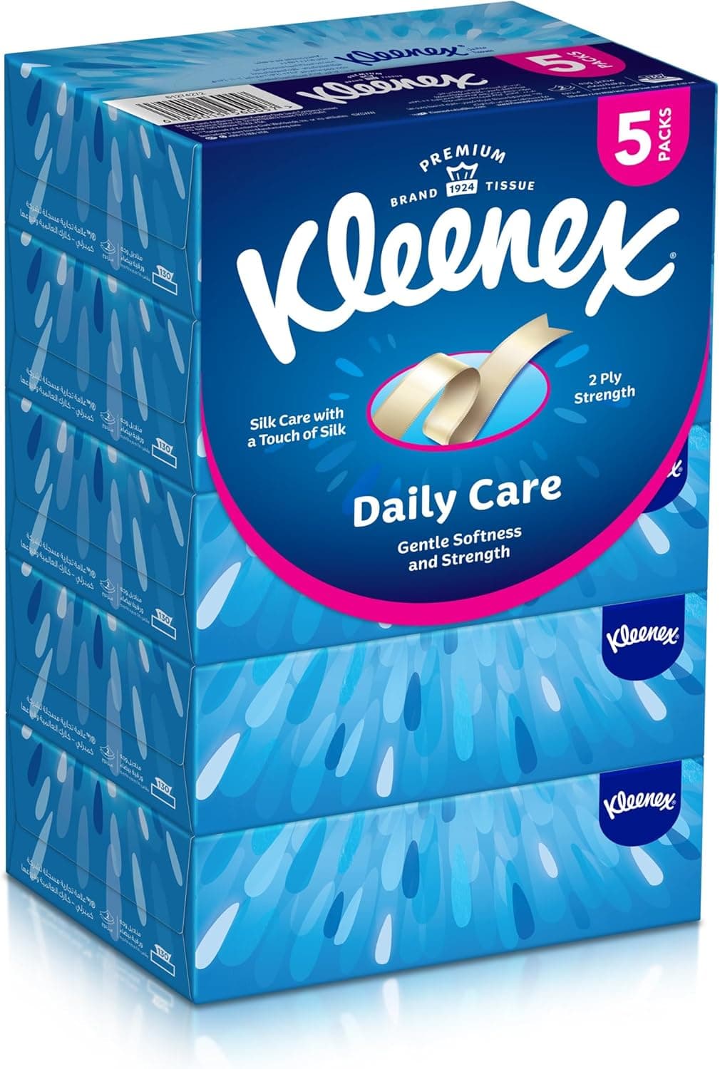 Kleenex Daily Care Facial Tissue, Pack Of 5 Boxes, 130 Sheets X 2 Ply - 2