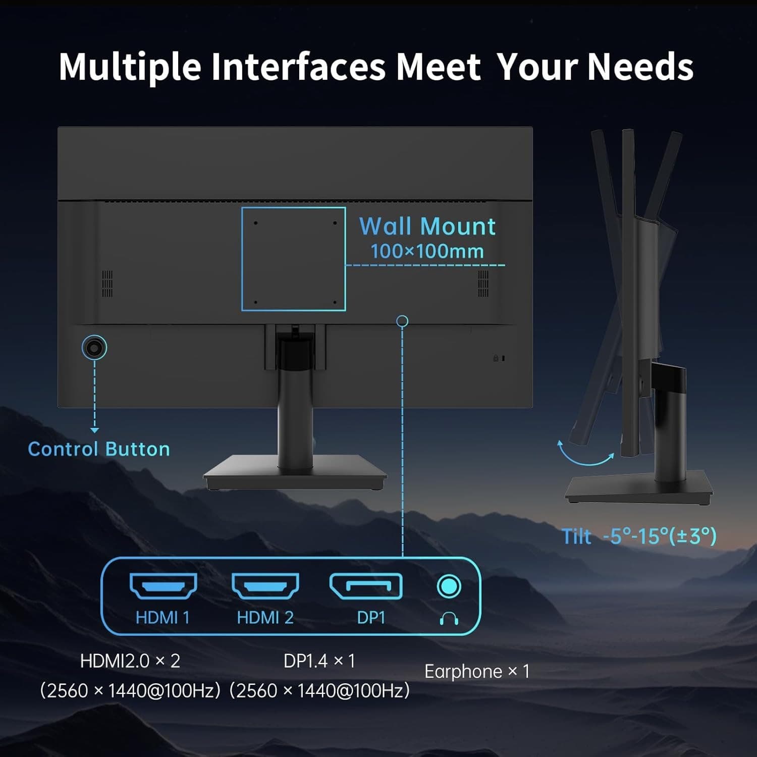 KTC 27 Inch QHD(2560 * 1440) 100Hz Computer Monitor - IPS Panel, Anti-Blue Light Screen, 100% High Color Gamut, 123% sRGB, Support FreeSync and GSync, PC Monitor for Casual Gaming and Working - 2