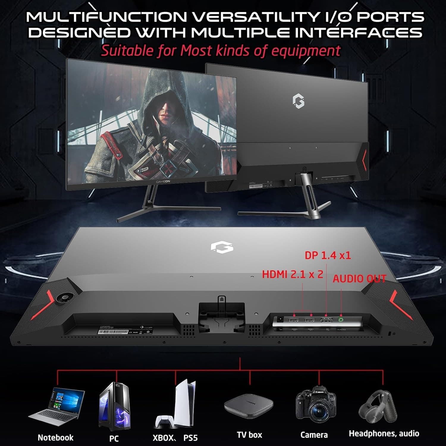 GAMEON GOVE127FHD165IPS Computer monitor, Black Gaming Monitor 27 inch, 1920x1080p FHD IPS Panel, 165Hz Refresh Rate, 1ms Response Time, 2.1 HDMI - 5