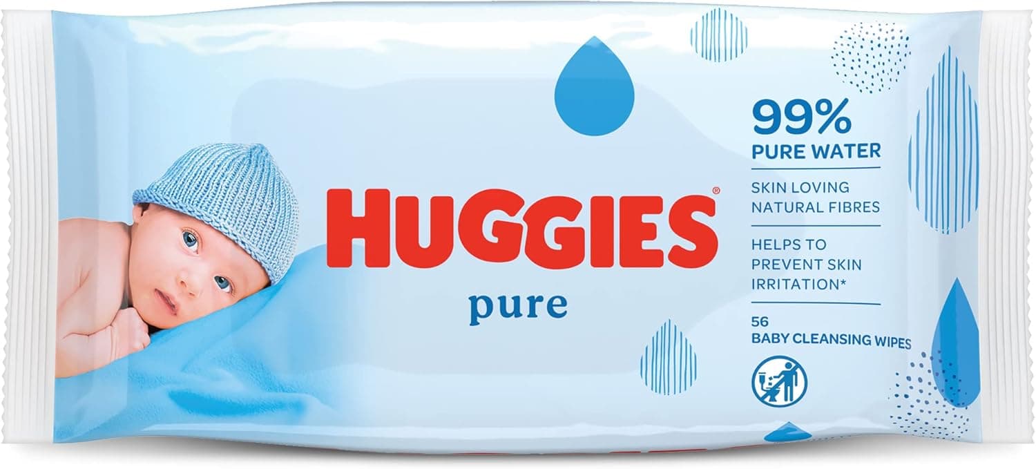 Huggies Pure Baby Wipes, 99% Pure Water Wipes, 1 Pack x 56 Wipes - 1