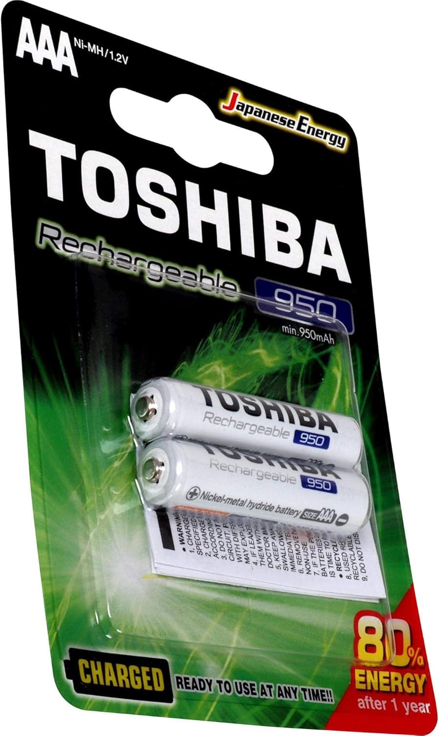 Toshiba 950 mAh BP-2C AAA Ni-MH Rechargeable Battery 2-Pieces, White - 4