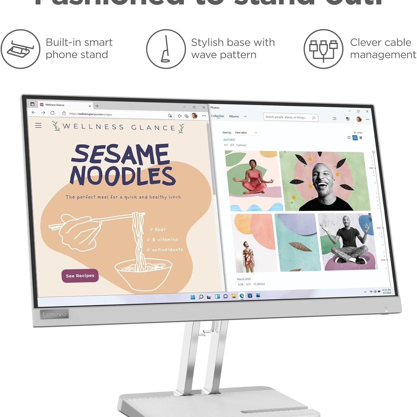 Lenovo L22e-40, 21.4 Inch (54.48 cm), FHD 1920x1080, 75Hz, Grey, 4ms, 16.7Mn Colors, AMD FreeSync, TUV Eye Comfort, Low Blue Light, Smart Display Customization Artery, HDMI Monitor - 7