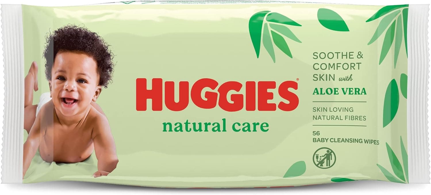 Huggies Natural Baby Wipes, Aloe Vera Wipes, 1 Pack x 56 Wipes - 1
