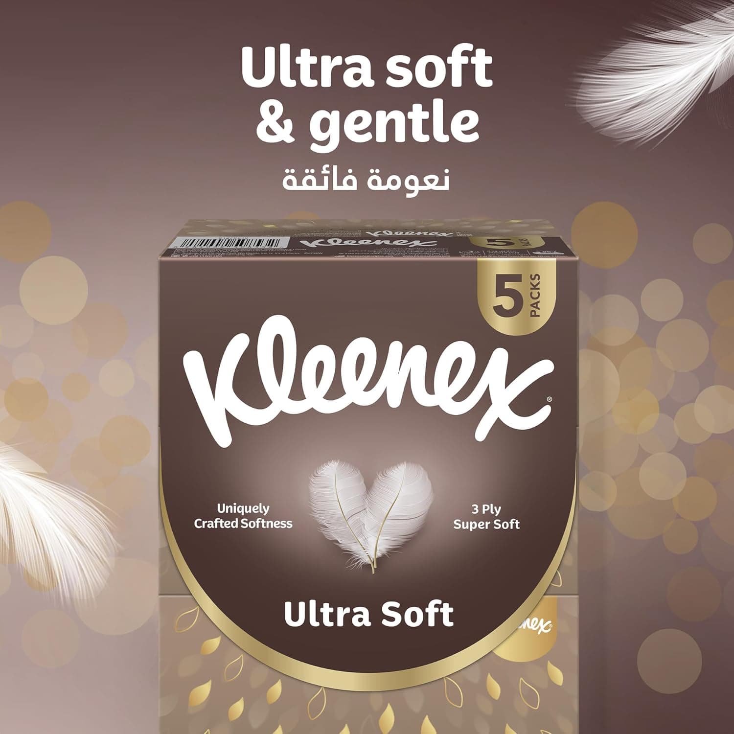 Kleenex Ultra Soft Premium Facial Tissues, Pack of 5 Boxes 96 Sheets X 3 Ply - 3