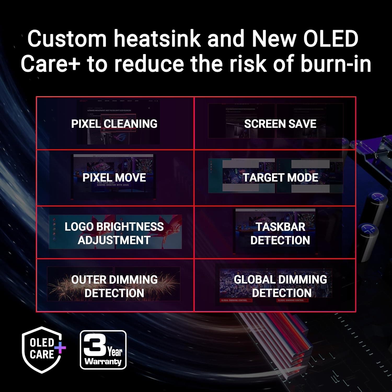 ASUS ROG Swift OLED PG27AQDP gaming monitor ― 27-inch WOLED, 480Hz, 0.03ms, G-SYNC® compatible, custom heatsink, ASUS OLED Care+, AI Assistant, uniform brightness, 99% DCI-P3, and DisplayWidget Center - 3