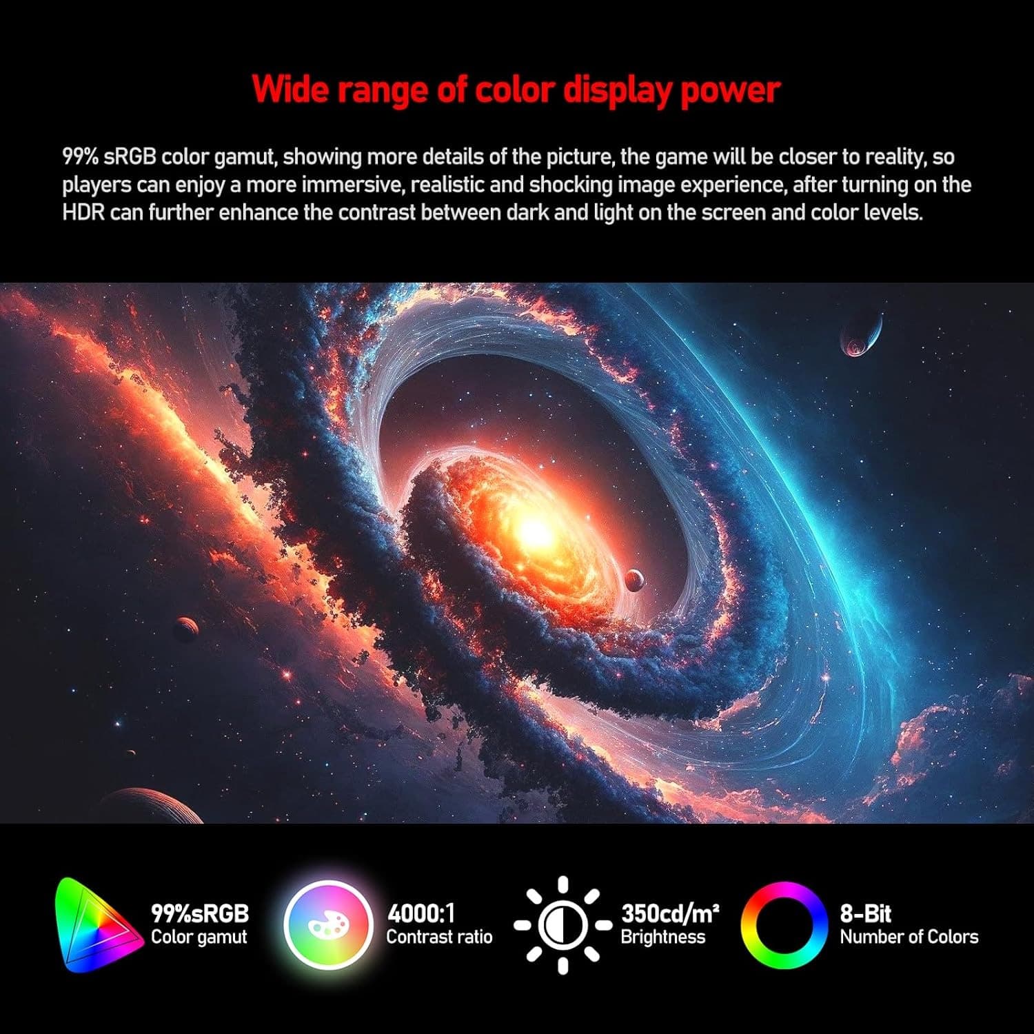 Gawfolk 34 Inch Gaming Monitor UWQHD 165Hz Ultrawide 21:9 Curved 1500R Computer Monitor 3440x1440 1ms(GTG) PBP/PIP FreeSync 99% sRGB HDR With Tilt/Height/Swivel Adjustable VESA - 7