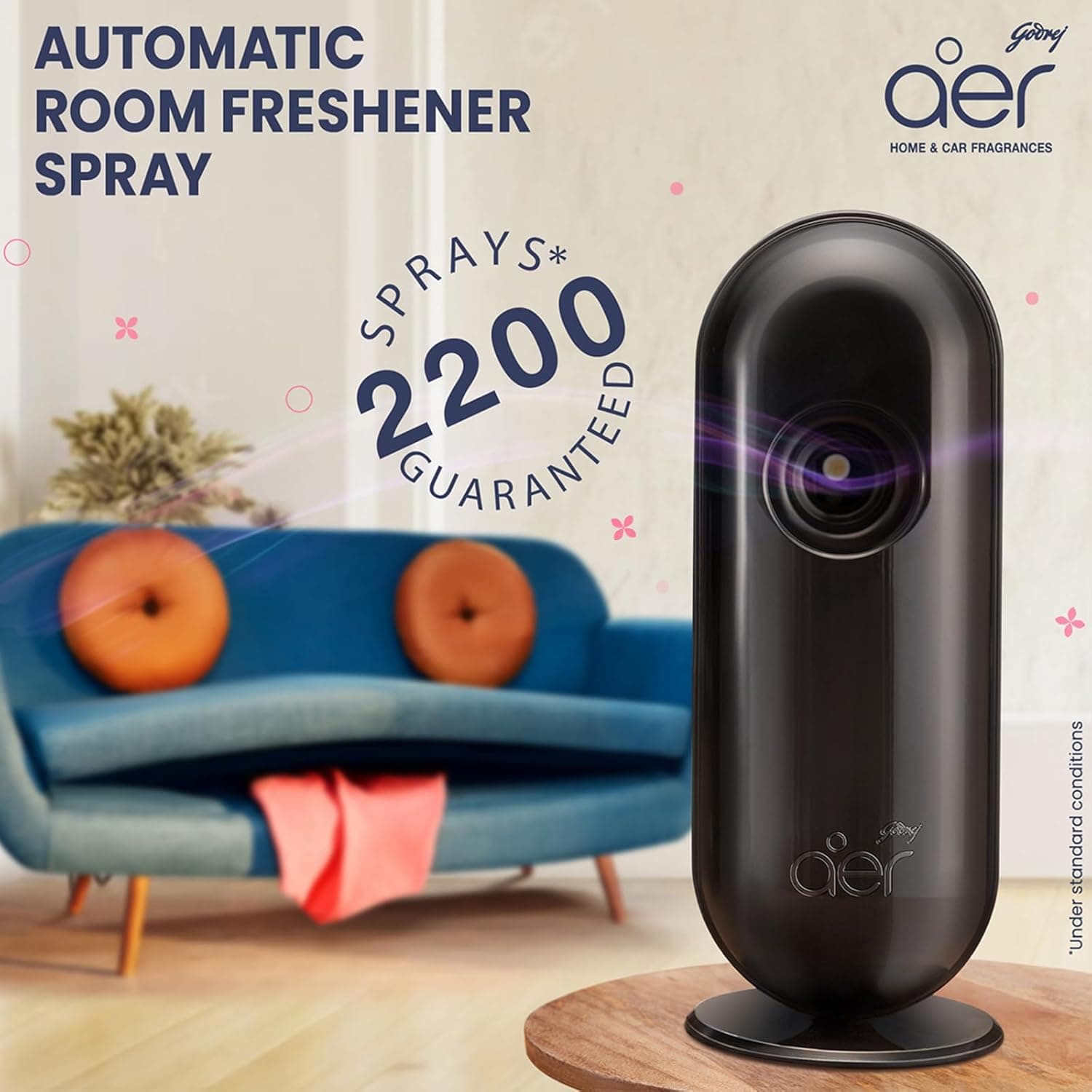 Godrej Aer Matic Automatic Air Freshener Auto Spray Kit With Flexi Control Violet 225 Ml - 3