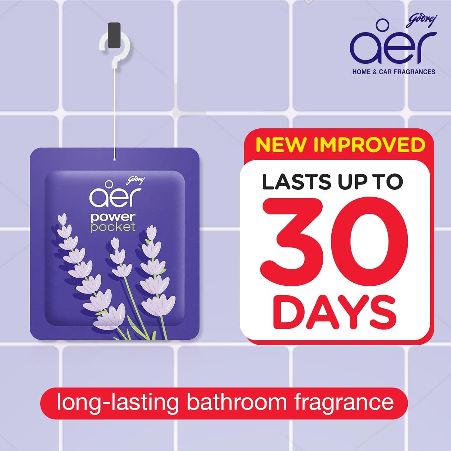 Godrej Aer Power Pocket Bathroom Fragrance -Lavender Bloom  10g - 3
