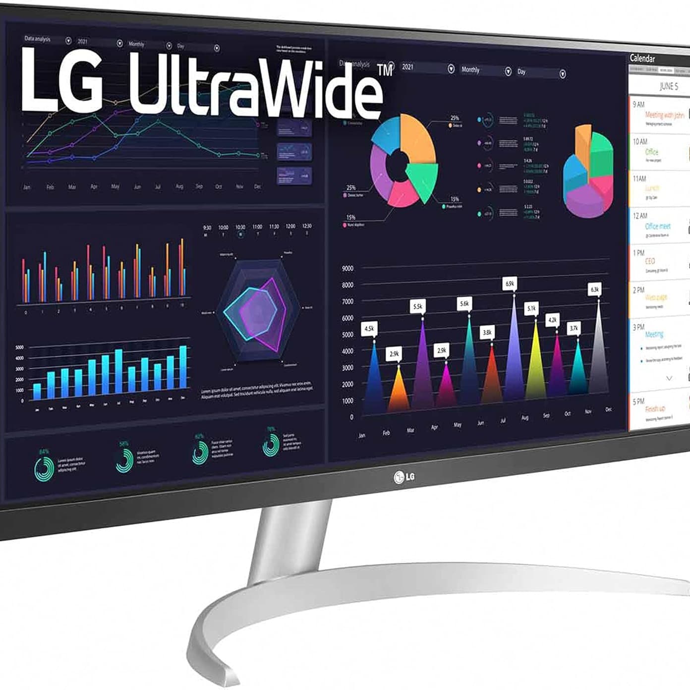 LG Electronics UltraWide Monitor 29WQ600, 29-inch, 1080p, 100Hz, 1ms MBR, IPS Display, sRGB 99% Colour Gamut, HDR 10, USB Type-C, AMD FreeSync, HDMI, 2 x 7W Stereo Speaker, Ergonomic Design - 7