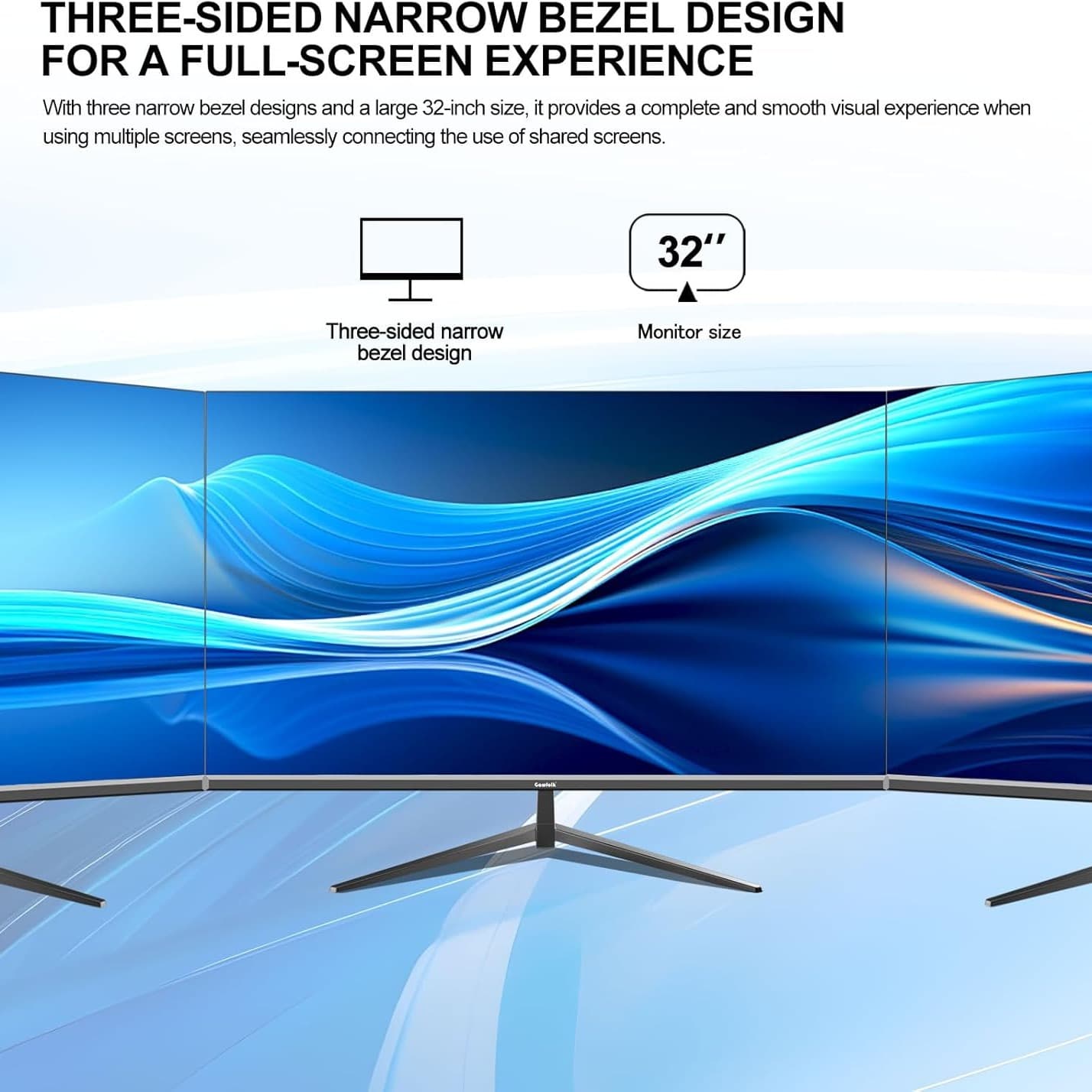 Gawfolk 32 Inch Monitor UHD 60Hz Gaming Monitor 4K(3840×2160) Ultra-Thin Frameless Computer Display Screen 100% sRGB 300cd/m² Suitable for entertainment, office, video, and picture design - 3