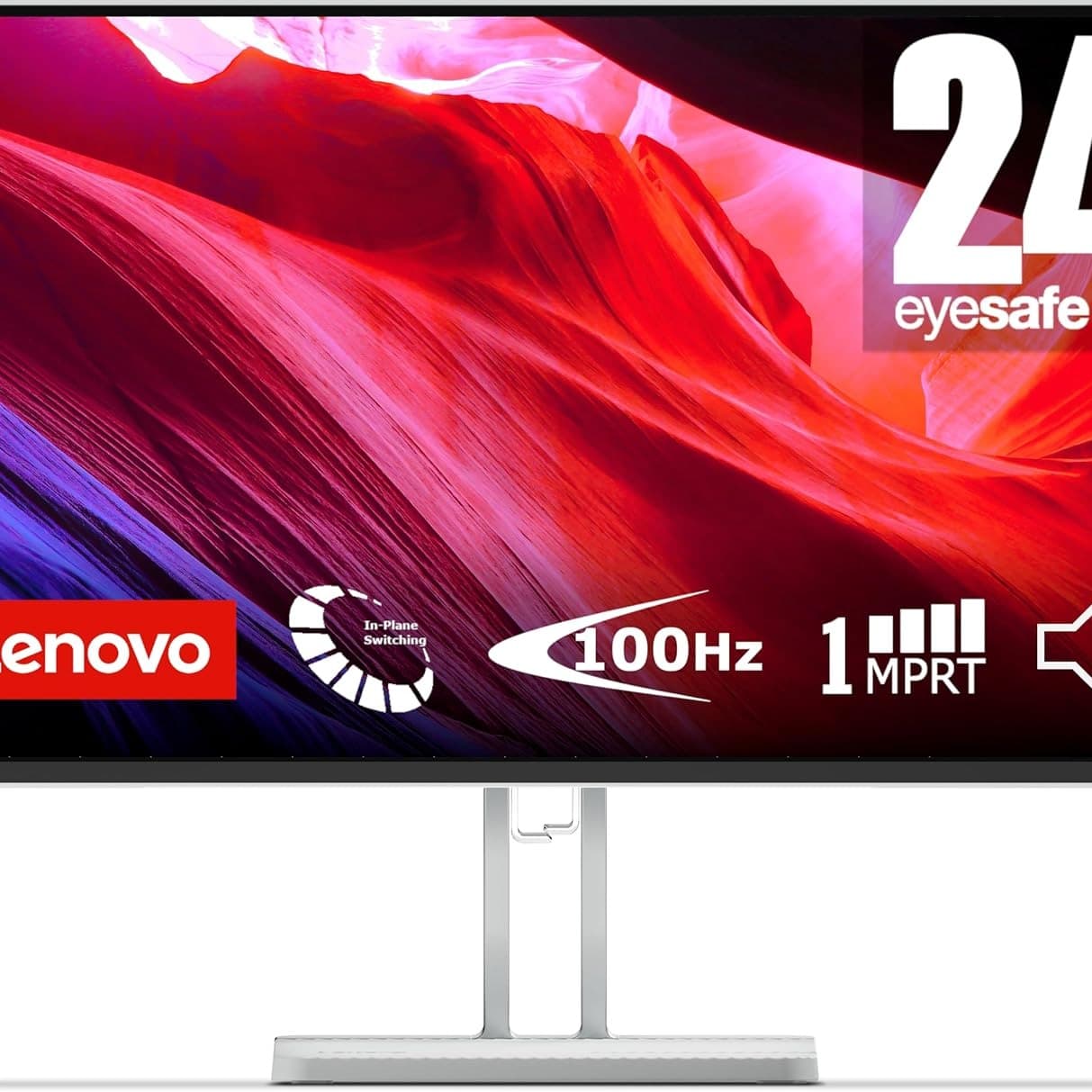 Lenovo L24i-4A 23.8 Inch IPS FullHD 100Hz Monitor With HDMI,VGA,HDMI, Metal Stand, Speakers, Phone holder -Cloud Grey - 1