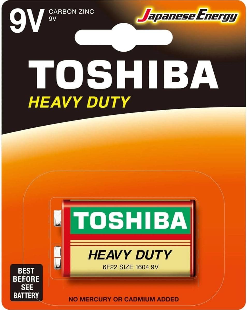 TOSHIBA Heavy Duty Zinc Carbon Battery – Ideal for Low Power Consumption Devices, 9V, Pack of 1 - 1
