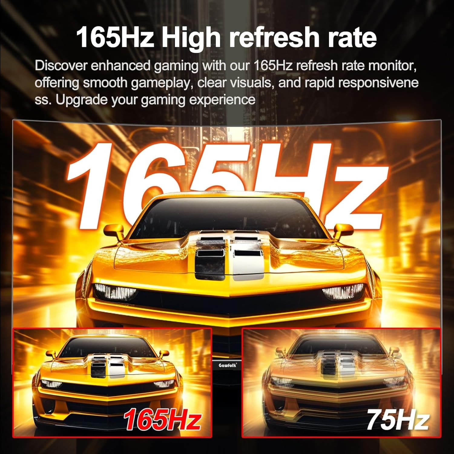 Gawfolk 32 Inch Gaming Monitor 2K 165Hz Curved Computer Monitor QHD(2560 * 1440) 1500R 1440P Display Screen 1ms(GTG) 98% sRGB FreeSync For Vvideo Production, Office, Gaming, Support Wall Mounting - 4