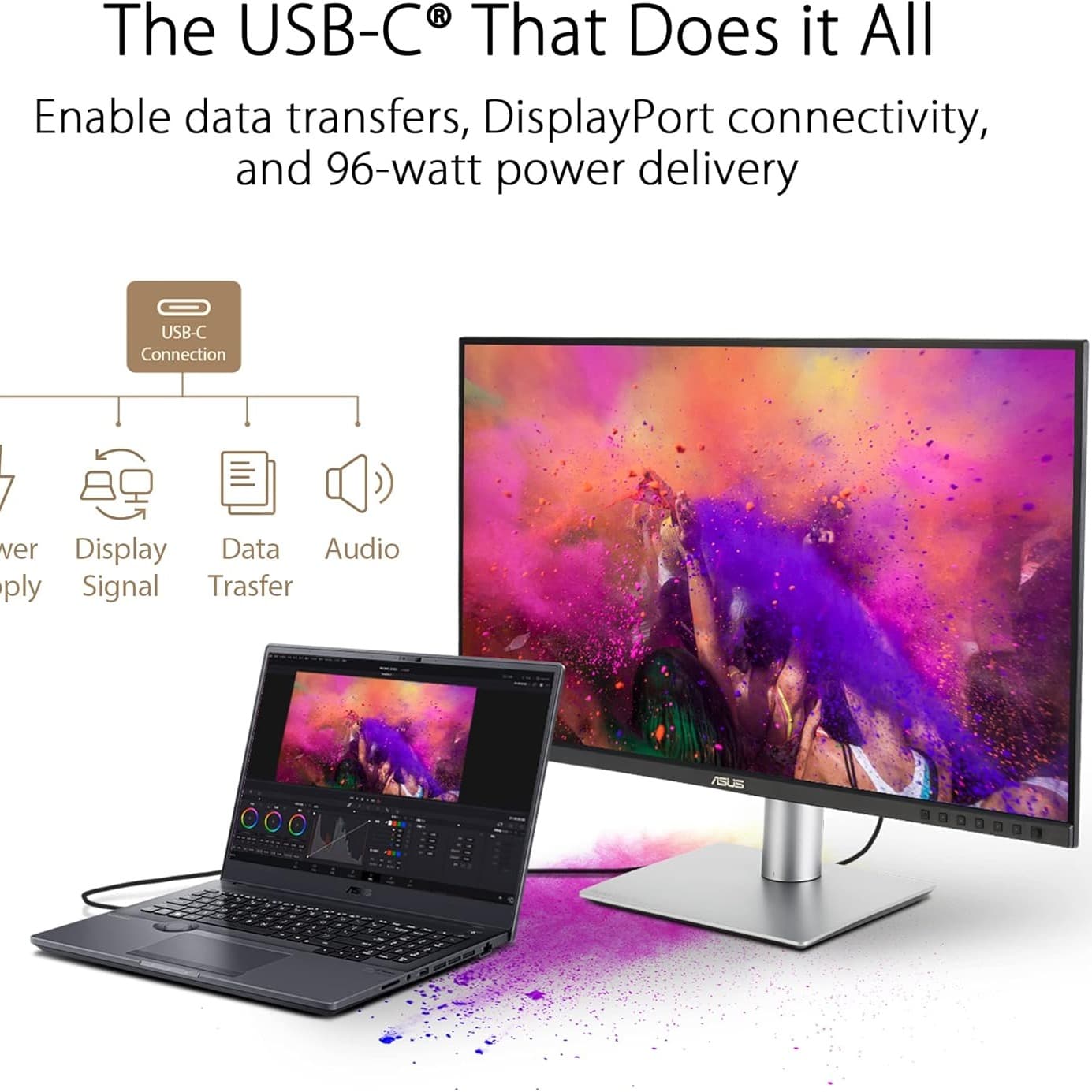 ASUS ProArt Display 27” 4K HDR Professional Monitor (PA279CRV) - IPS, UHD (3840 x 2160), 99% DCI-P3/Adobe RGB, ΔE < 2, Calman Verified, USB-C PD 96W, DisplayPort, Daisy-Chain, Height Adjustable - 5