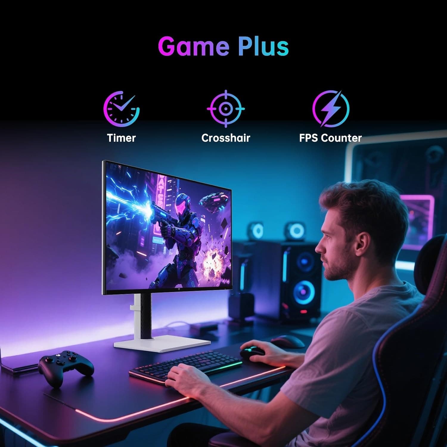 KTC 27 Inch 4K Gaming Monitor, Dual Mode UHD 160Hz & FHD 300Hz, Fast IPS, HDR 400, Adaptive Sync, HDMI 2.1 & DP 1.4, 90W Type-C, Height Vertical Adjustment PC Monitor, VESA, KVM Support, H27P6 - 3