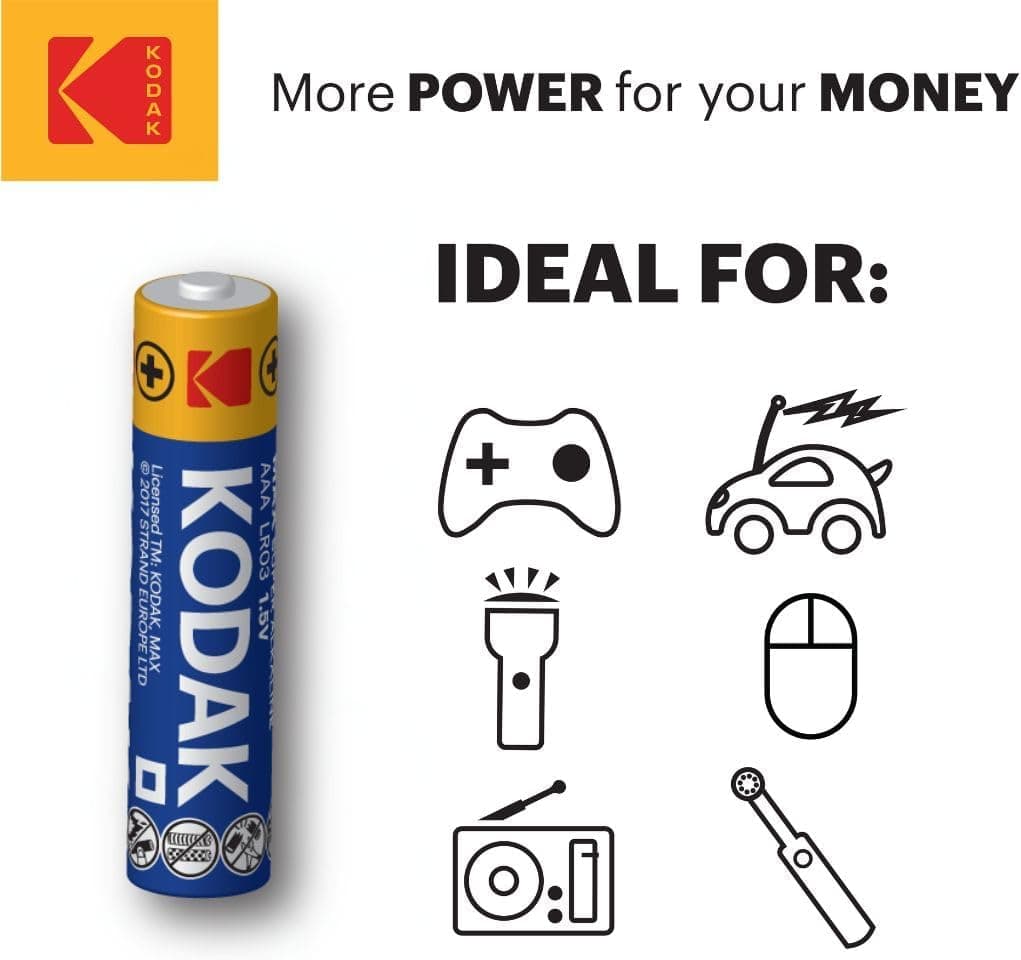 KODAK | AAA Batteries | Triple A | Disposable Household Alkaline | 1.5V | 20 Pack - 4