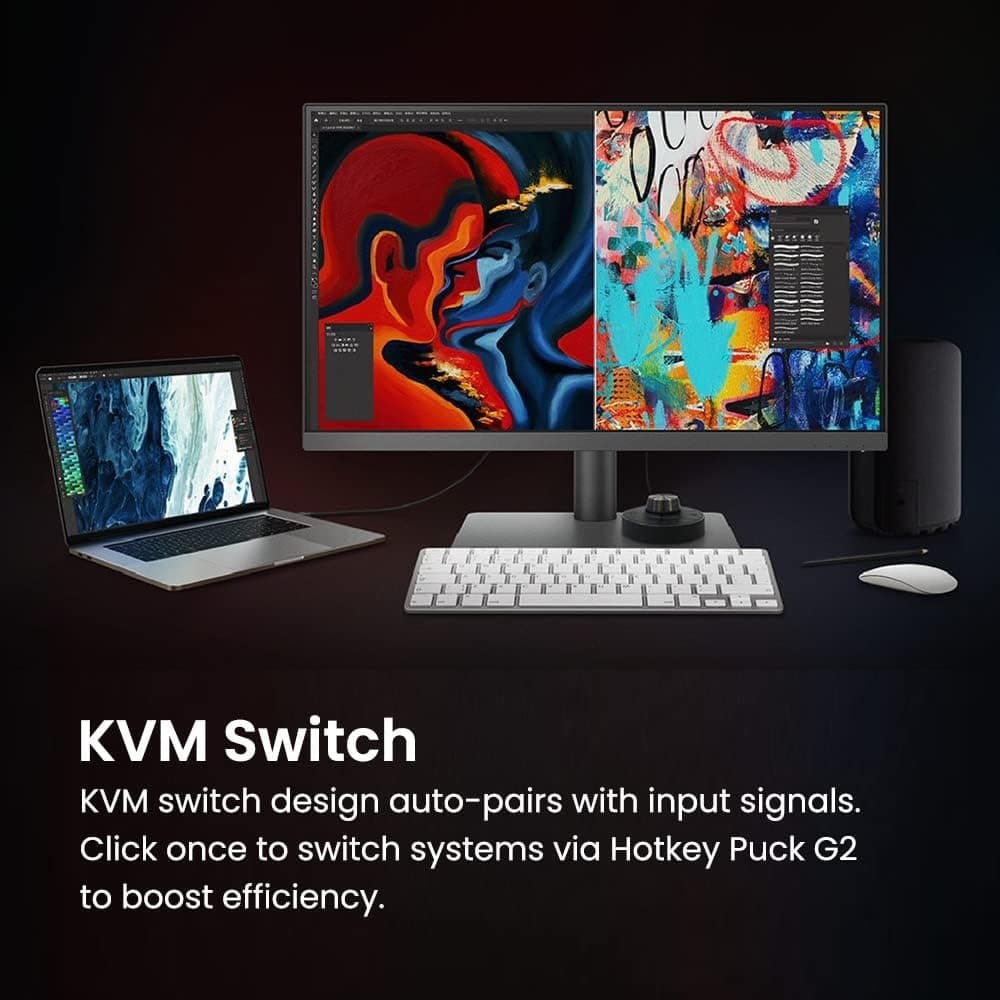 BenQ PD3205U 32 inch 3840 x 2160 4K Designer Monitor, UHD, sRGB, Rec.709,sRGB, HDR10, IPS,USB-C (65W),USB Hub, AQCOLOR, Factory-Calibrated, CAD/CAM Mode,Hotkey Puck G2, KVM, Ergonmic, ICC Sync (Grey) - 6