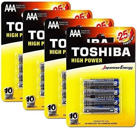 TOSHIBA Long-Lasting Vibration Resistance High Power Alkaline AAA - 4 Battery Pack - 3