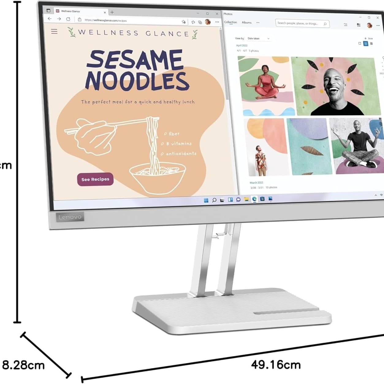 Lenovo L22e-40, 21.4 Inch (54.48 cm), FHD 1920x1080, 75Hz, Grey, 4ms, 16.7Mn Colors, AMD FreeSync, TUV Eye Comfort, Low Blue Light, Smart Display Customization Artery, HDMI Monitor - 10