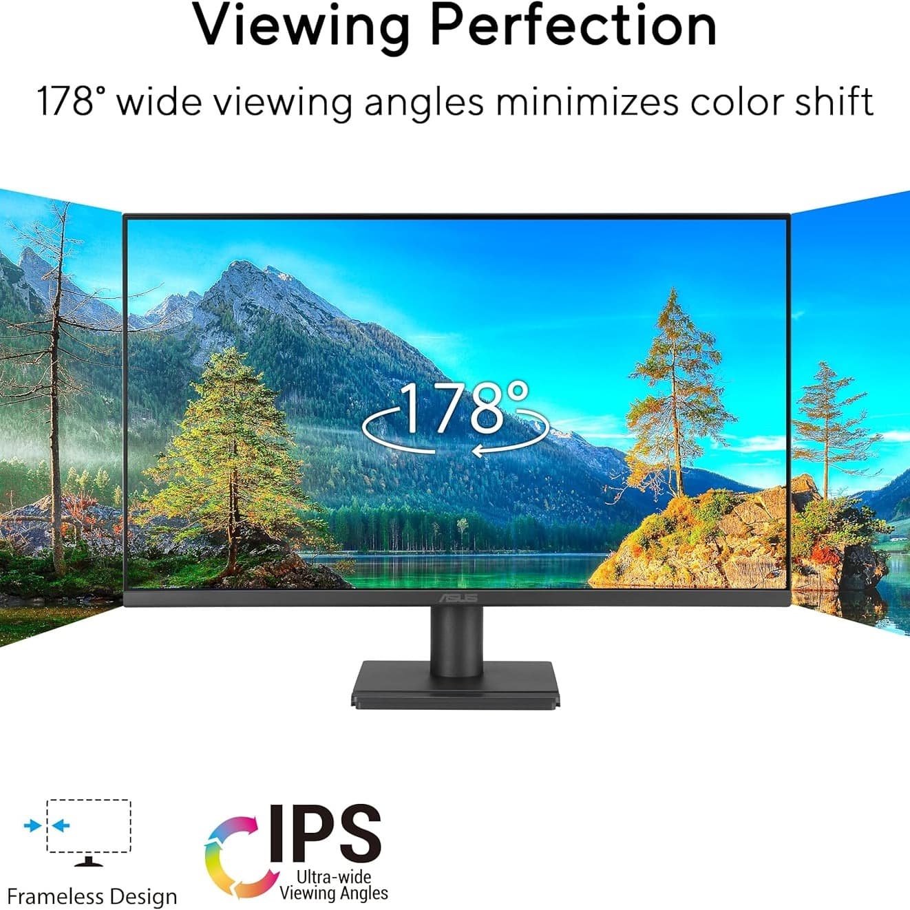 ASUS VA279HG Eye Care Gaming Monitor: 27-inch, IPS, Full HD, 99% sRGB, Frameless, 120Hz, Adaptive-Sync, 1ms MPRT, HDMI, VGA, Low Blue Light, Flicker Free, Wall Mountable - Black - 8