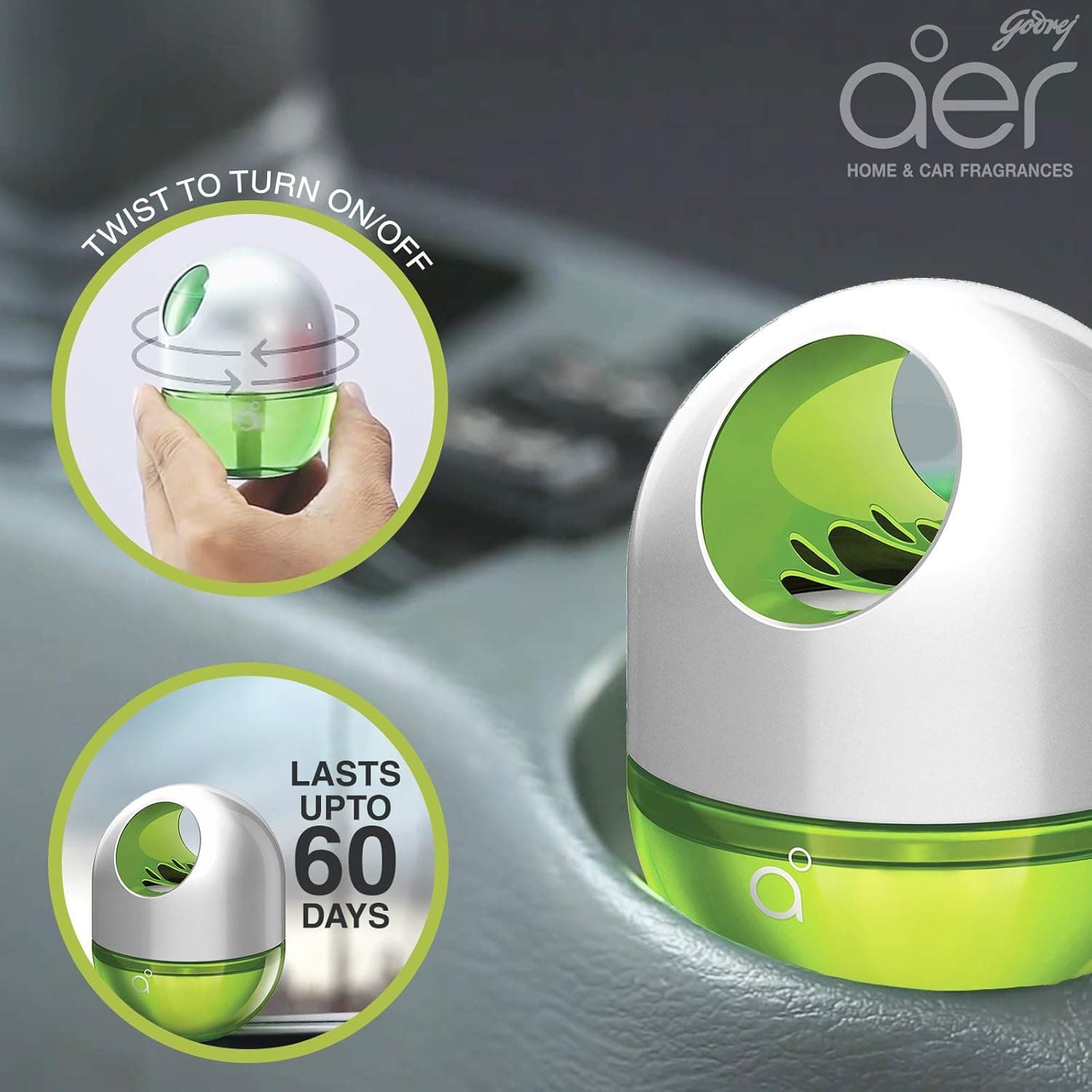 Godrej Aer Twist, Car Air Freshener - Fresh LUSh Green (45G), Twist_FreshlUShgreen - 4