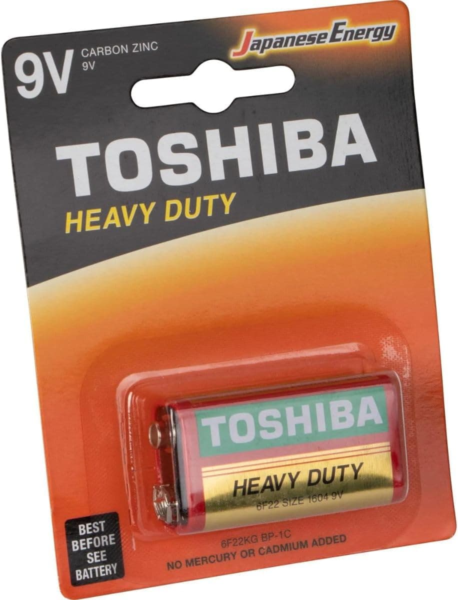 TOSHIBA Heavy Duty Zinc Carbon Battery – Ideal for Low Power Consumption Devices, 9V, Pack of 1 - 2