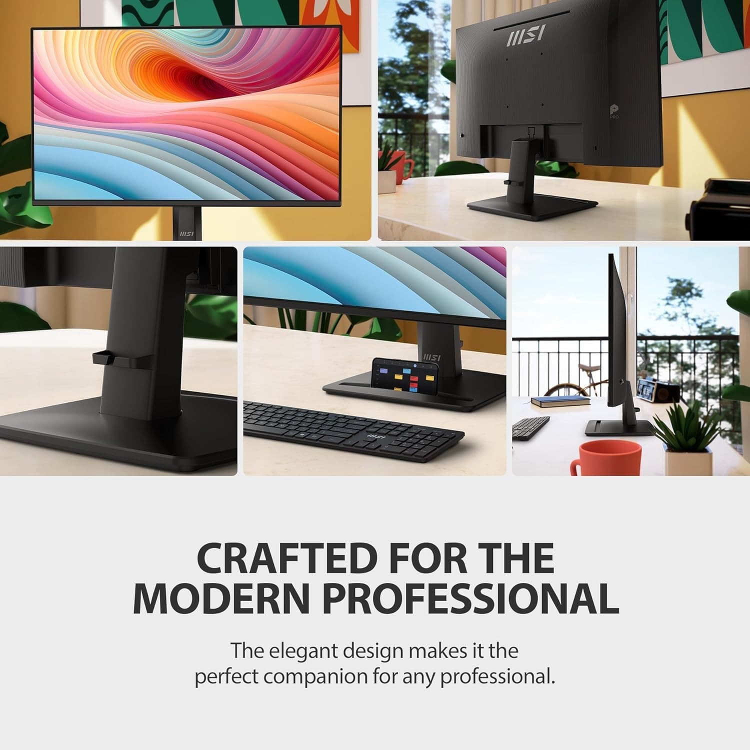 MSI PRO MP242A E2 24-inch IPS 1920 x 1080 (FHD) Gaming Office Monitor, 120Hz, Adaptive-Synch, HDR Ready, HDMI, VGA Port, Display Port,VESA Mountable, Tilt, Speaker, 4-Side Slim Bezel,1ms, Black - 9