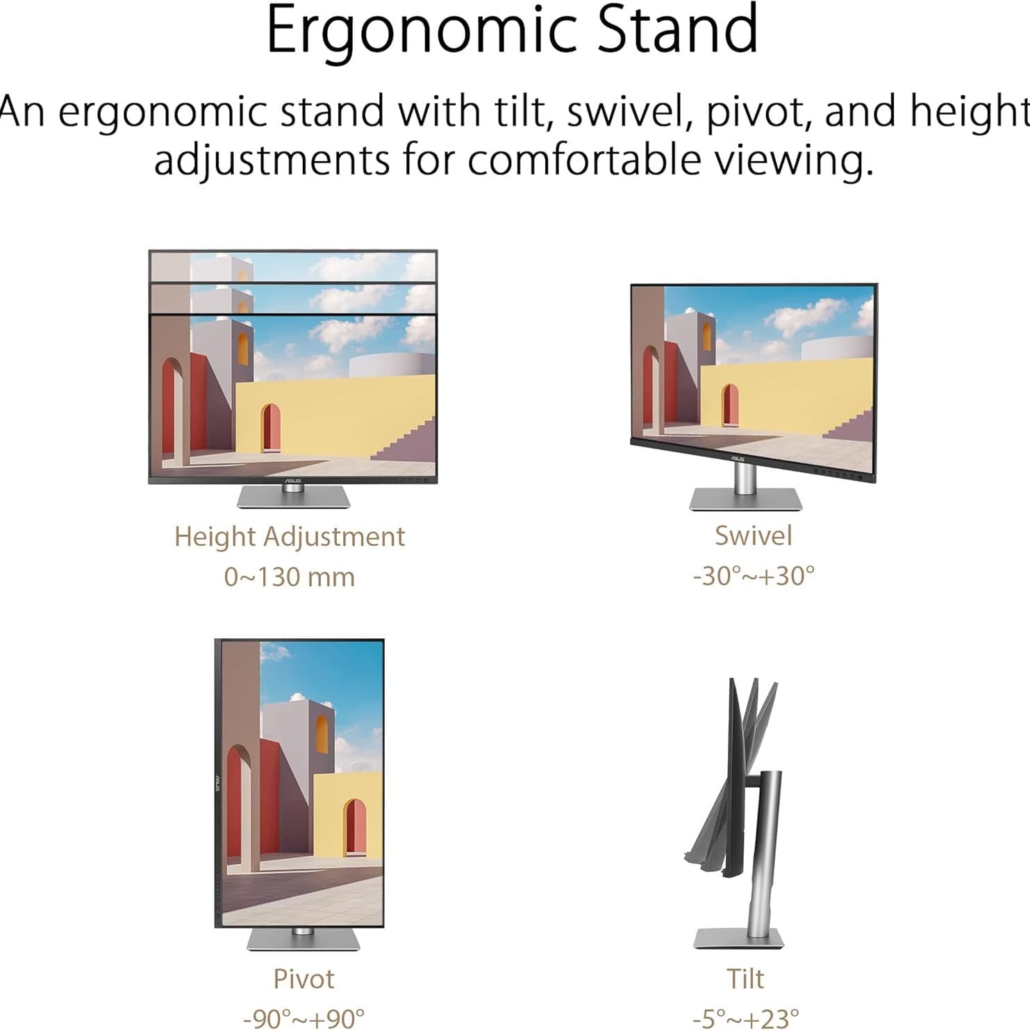 ASUS ProArt Display 27” 4K HDR Professional Monitor (PA279CRV) - IPS, UHD (3840 x 2160), 99% DCI-P3/Adobe RGB, ΔE < 2, Calman Verified, USB-C PD 96W, DisplayPort, Daisy-Chain, Height Adjustable - 2