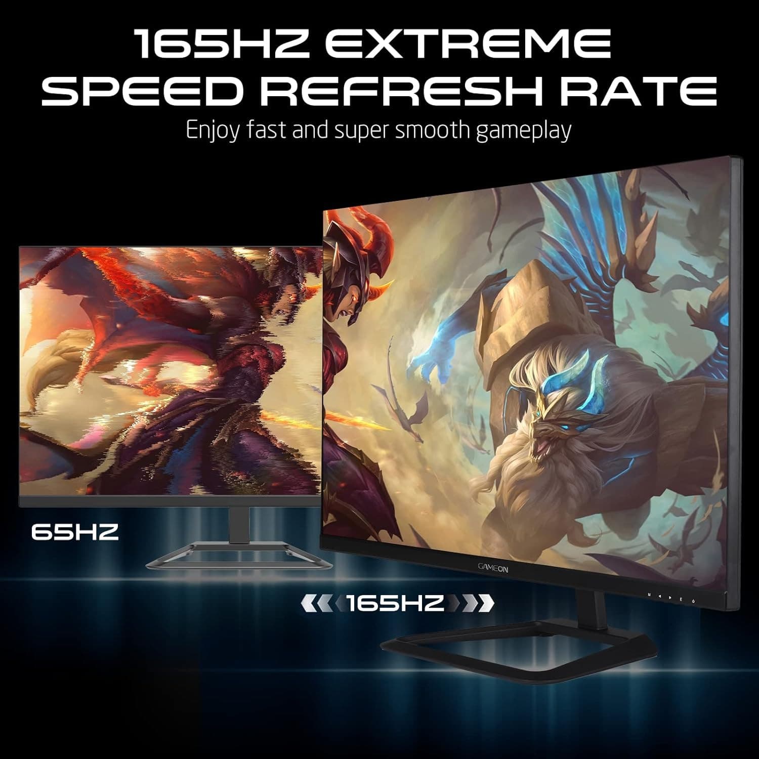 GAMEON GOP32QHD165IPS 32 Inch Gaming Monitor, QHD, 165Hz, 1ms, 2560x1440, 2K Computer Monitor, IPS, HDR 10, G-Sync & FreeSync, Tilt, Flat Screen, HDMI 2.1 Console Compatible - Black - 9