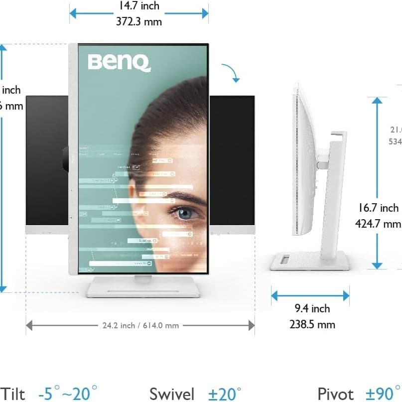 BenQ GW2790QT 27” IPS 2560x1440 QHD USB-C Ergo Eye-Care Monitor, Noise Filter Speakers, Noise Cancellation Mic, Height Adjustment, Low Blue Light Plus - 5