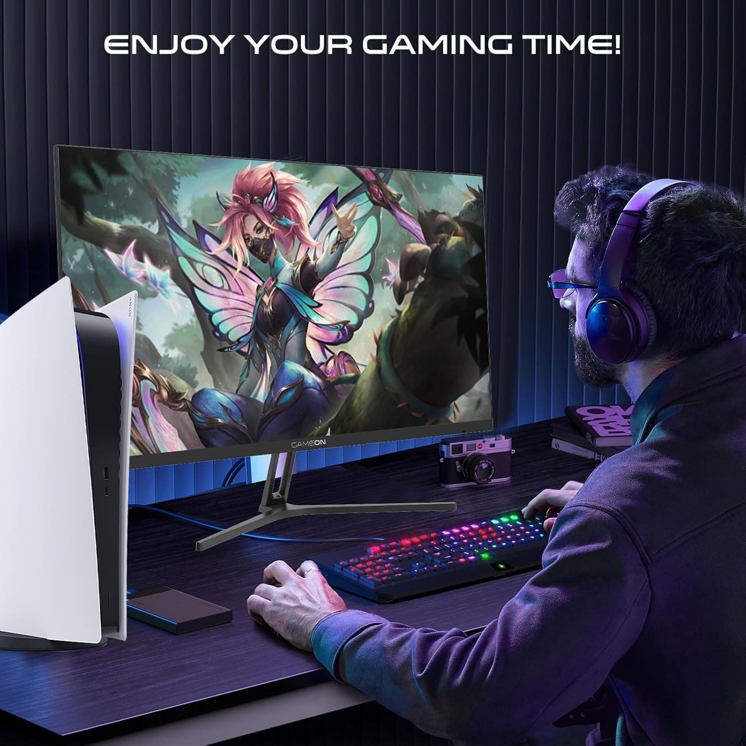 GAMEON GOVE127FHD165IPS Computer monitor, Black Gaming Monitor 27 inch, 1920x1080p FHD IPS Panel, 165Hz Refresh Rate, 1ms Response Time, 2.1 HDMI - 4
