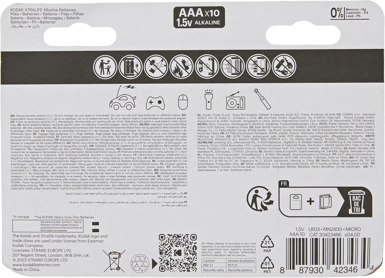 Kodak Xtralife Alkaline AAA Batteries - Value Pack (5+5) - 2