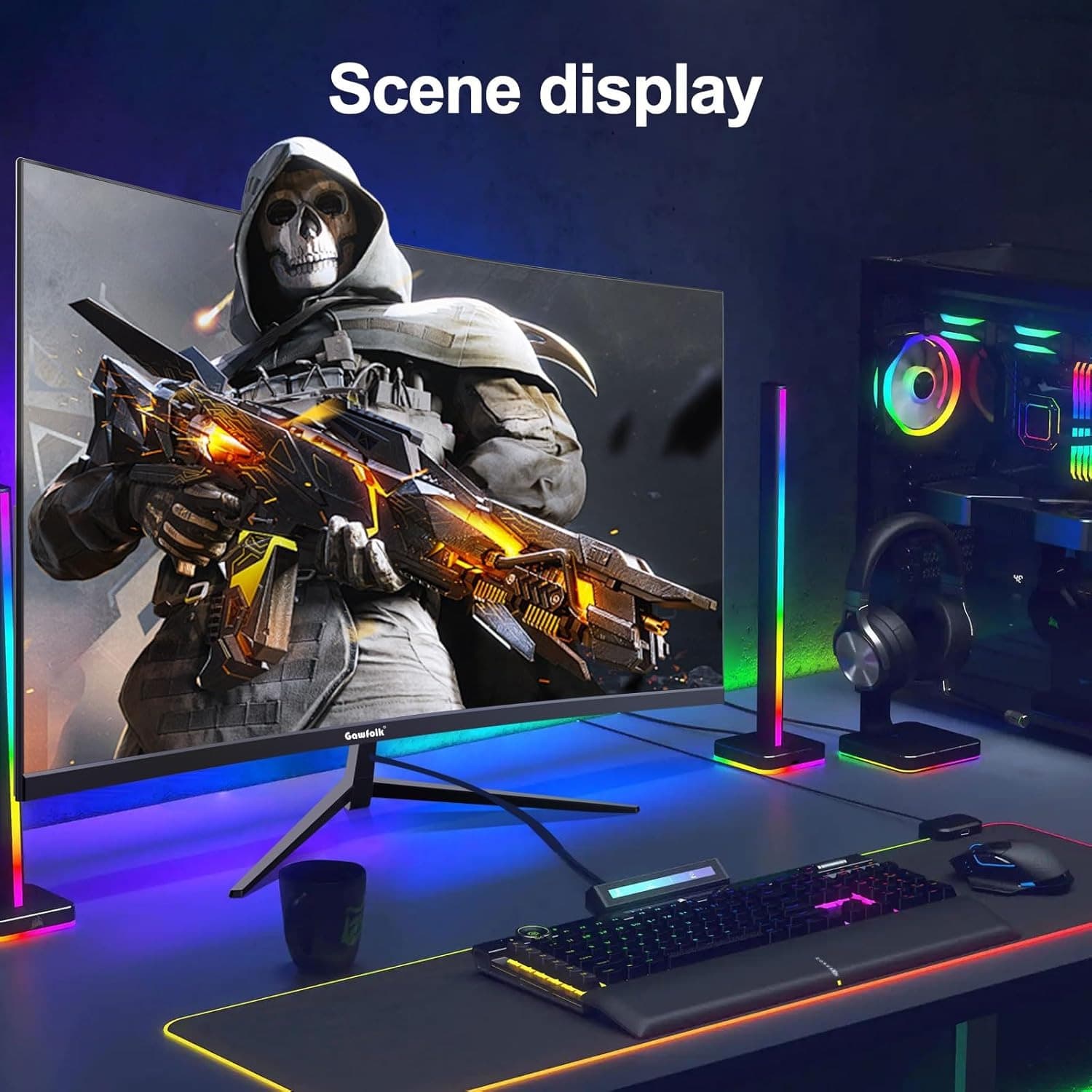 Gawfolk 32 Inch Gaming Monitor 2K 165Hz Curved Computer Monitor QHD(2560 * 1440) 1500R 1440P Display Screen 1ms(GTG) 98% sRGB FreeSync For Vvideo Production, Office, Gaming, Support Wall Mounting - 7