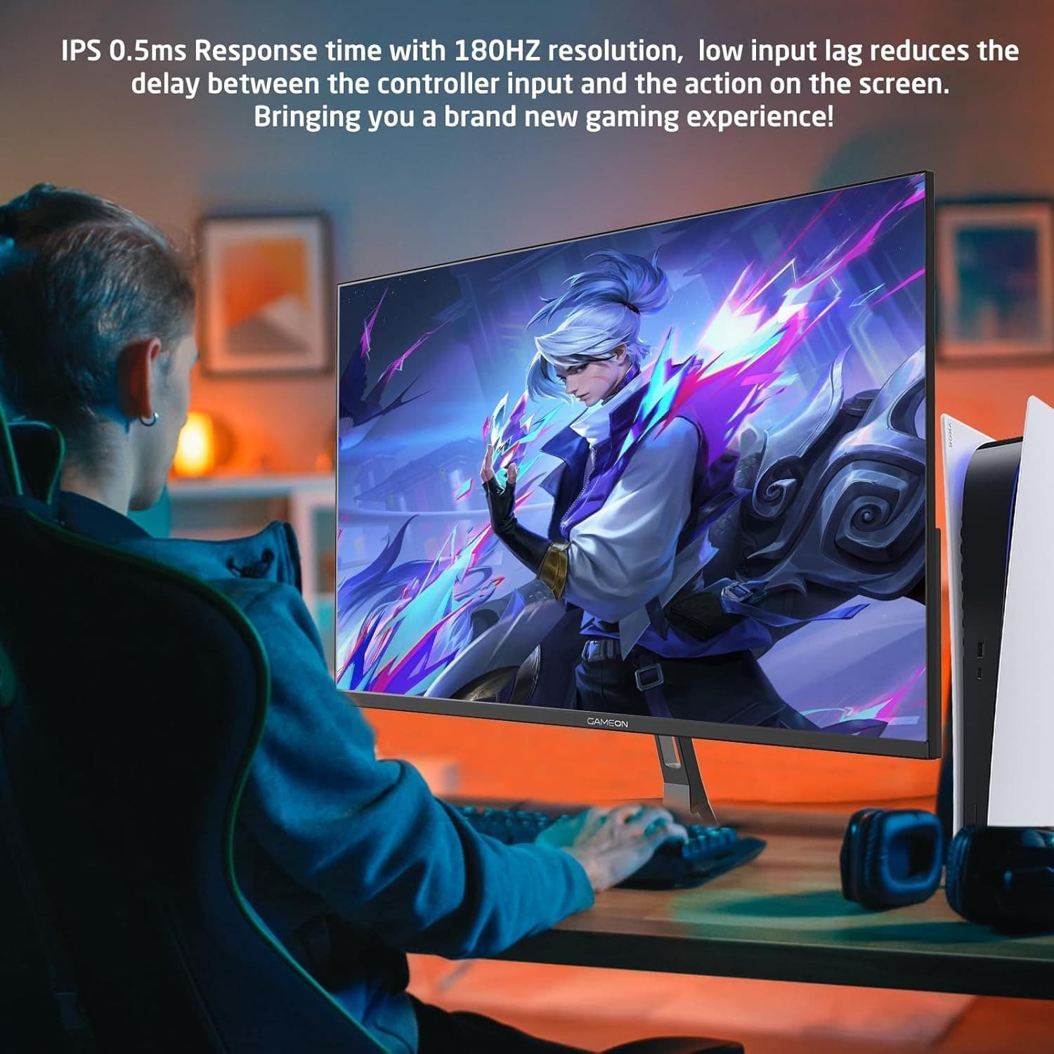 GAMEON New 2024 2K Gaming Monitor 27 inch, GOPS27QHD180IPS, QHD IPS Panel,180Hz Refresh Rate, 0.5ms Response Time, 2.1 HDMI, G-Sync & FreeSync, HDR, Console Ready - 6