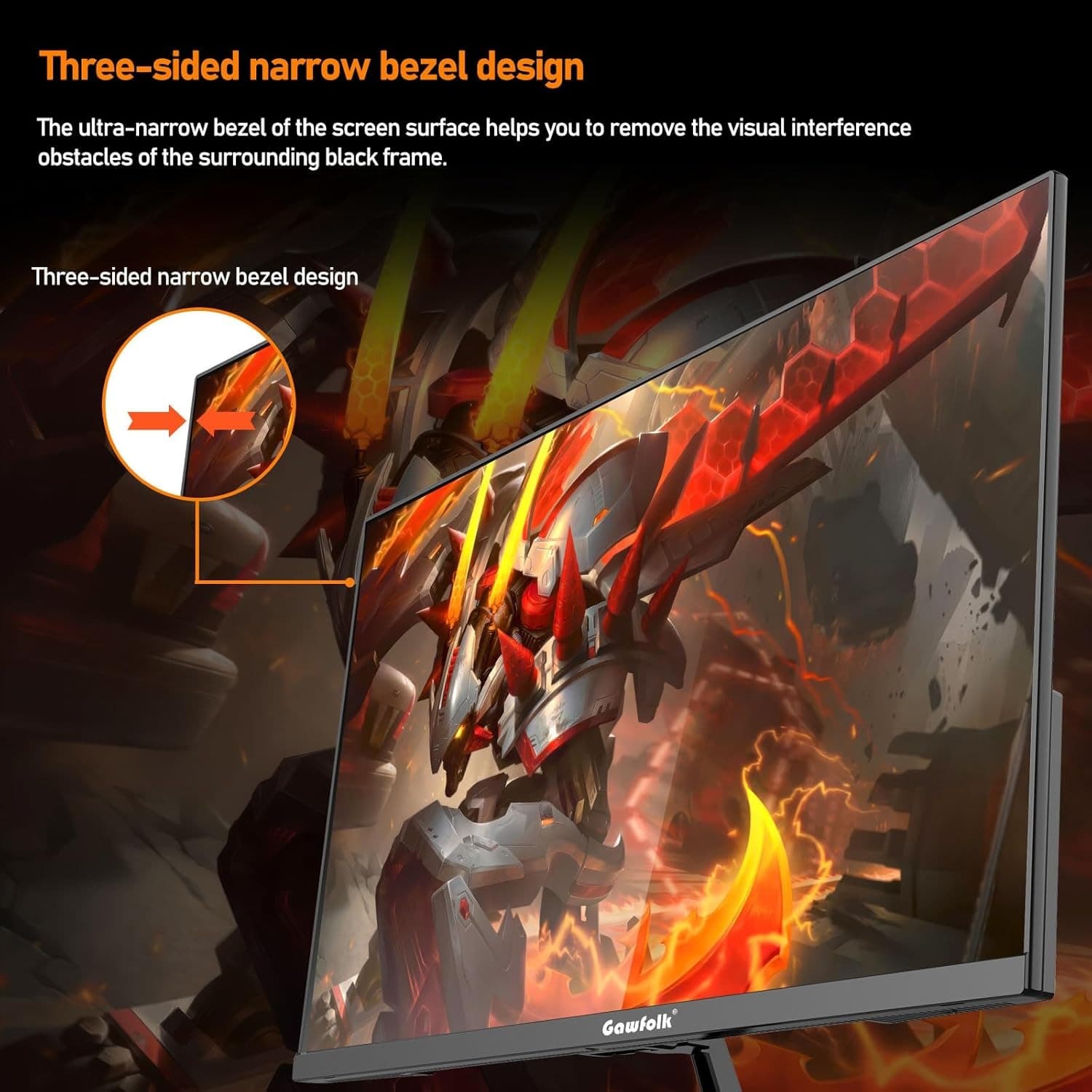 Gawfolk 27 Inch 2K Gaming Monitor 165Hz QHD(2560 * 1440) 1440P Monitors Computer Display Screen 100% sRGB 1ms(GTG) HDR FreeSync VESA HDMI&DP for Gaming and Working - 2